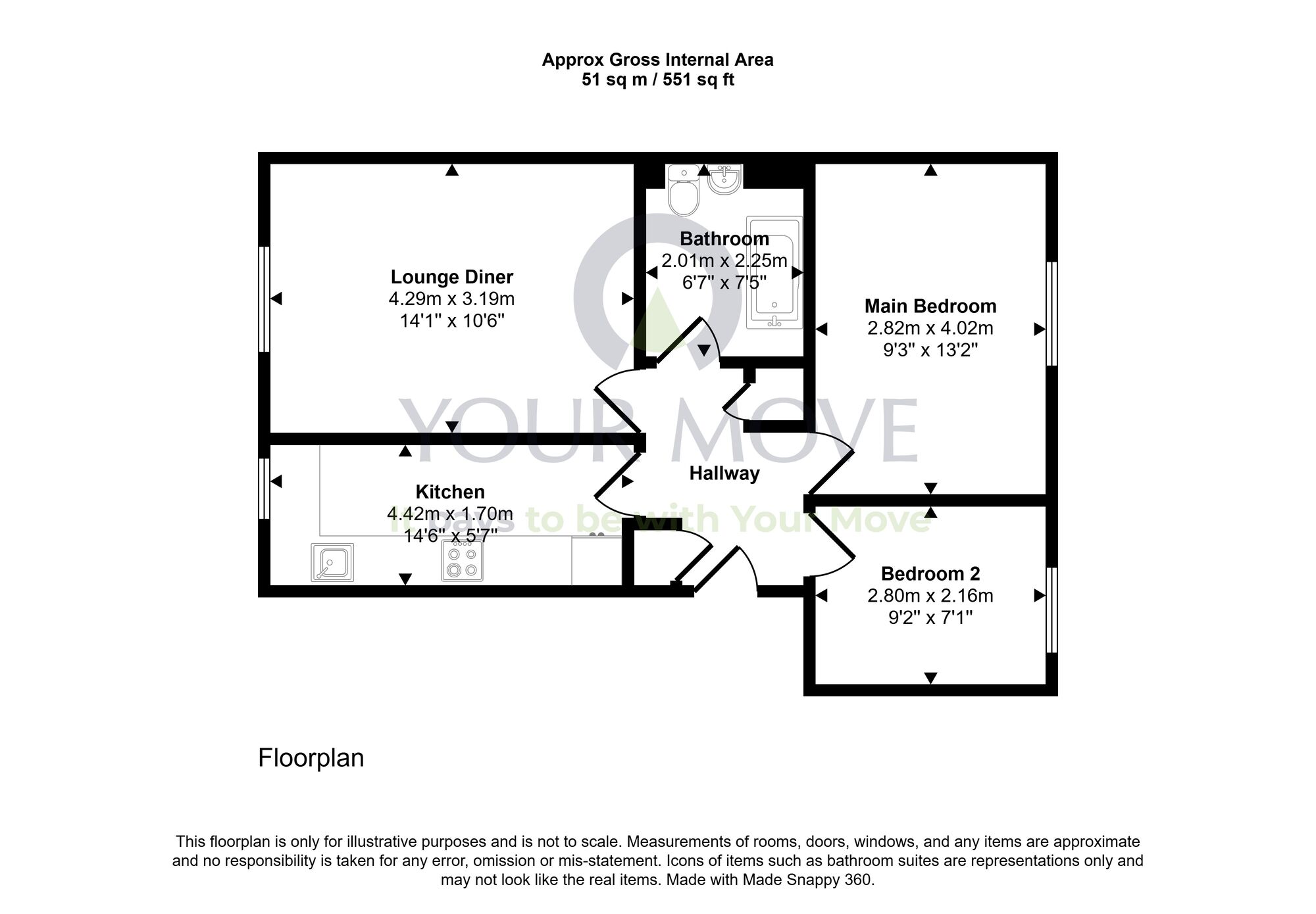 Floorplan of 2 bedroom Flat for sale, Dryden Gait, Edinburgh, Midlothian, EH7