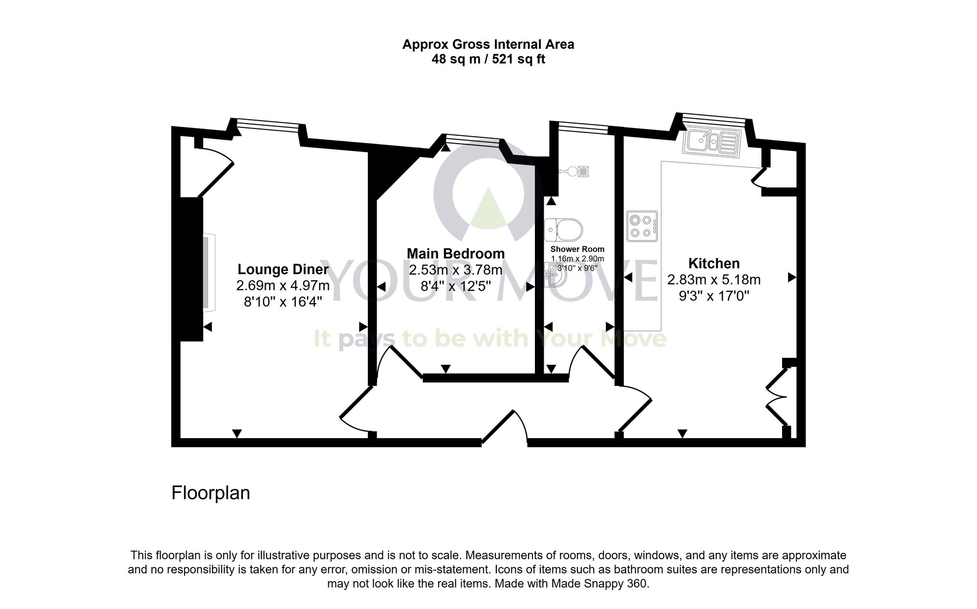 Floorplan of 1 bedroom Flat for sale, Ratcliffe Terrace, Edinburgh, Midlothian, EH9