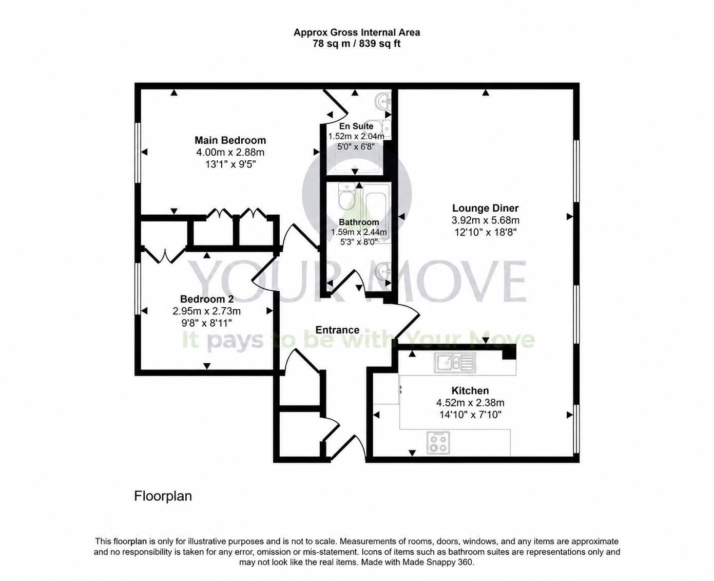 Floorplan of 2 bedroom Flat for sale, Annandale Street, Edinburgh, Midlothian, EH7