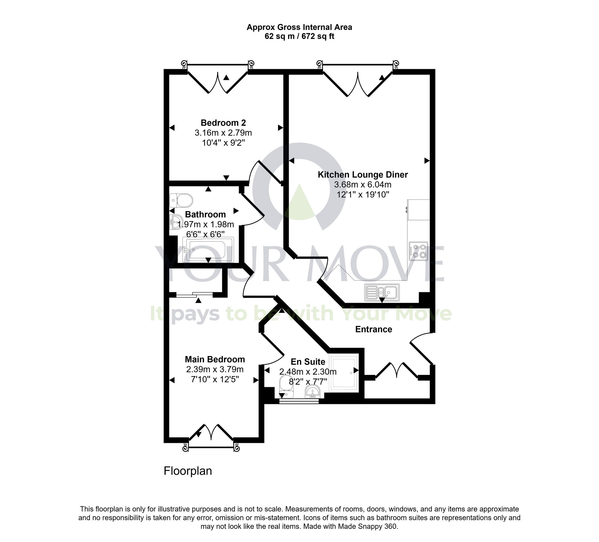 Floorplan of 2 bedroom Flat for sale, Haig Lane, Edinburgh, Midlothian, EH6