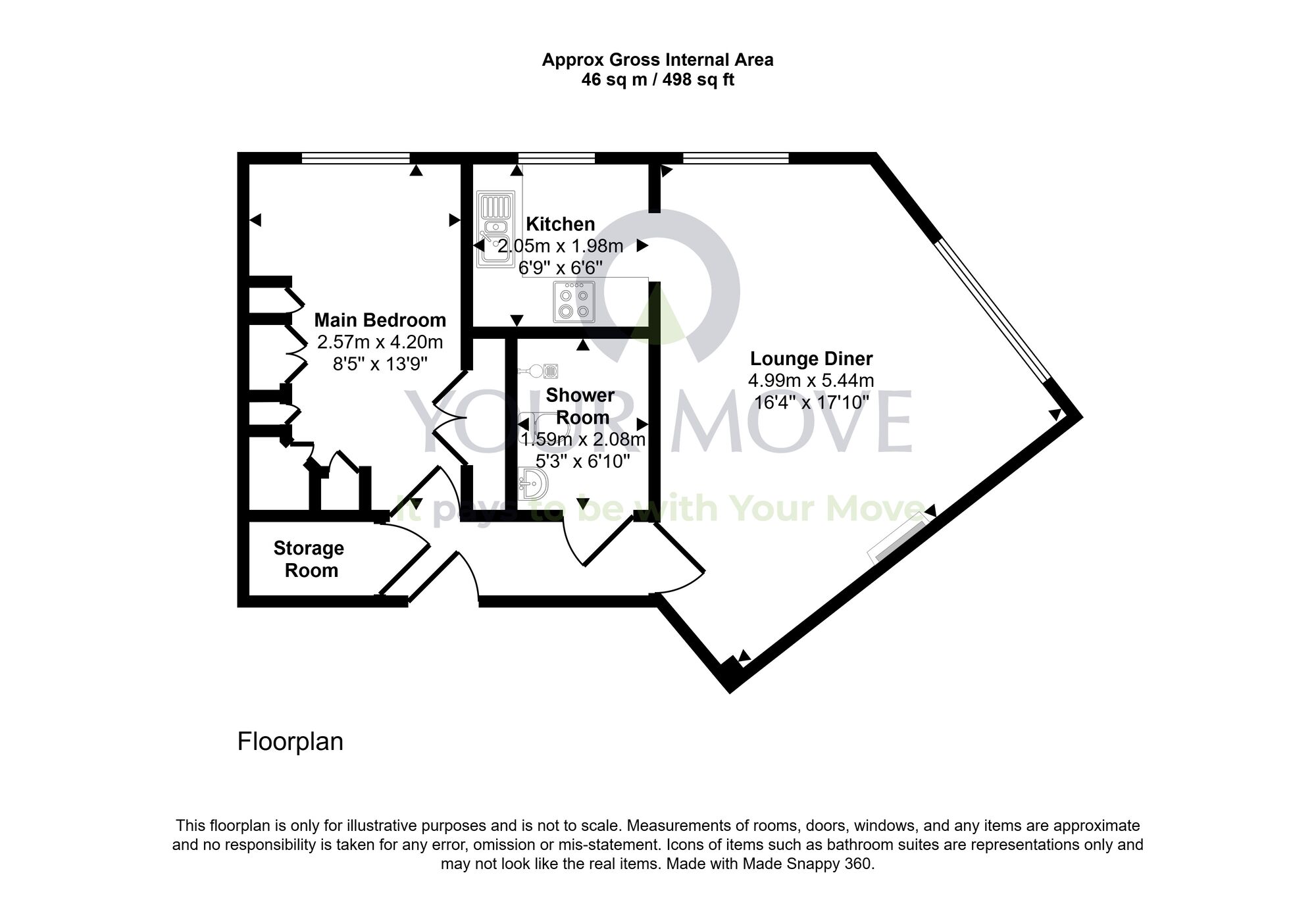 Floorplan of 1 bedroom Flat for sale, East Crosscauseway, Edinburgh, Midlothian, EH8