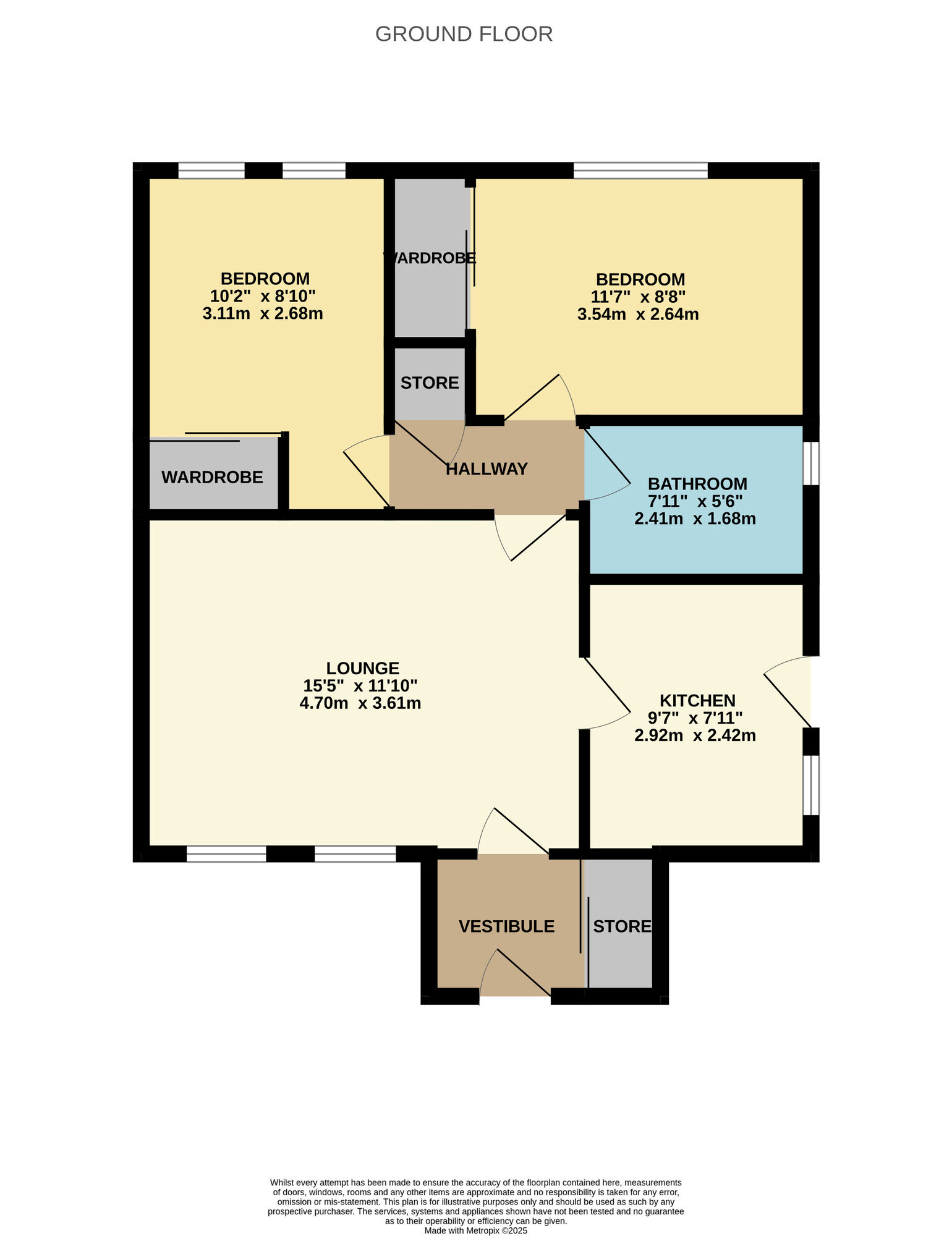 Floorplan of 2 bedroom Semi Detached Bungalow to rent, Chestnut Crescent, Leven, Fife, KY8