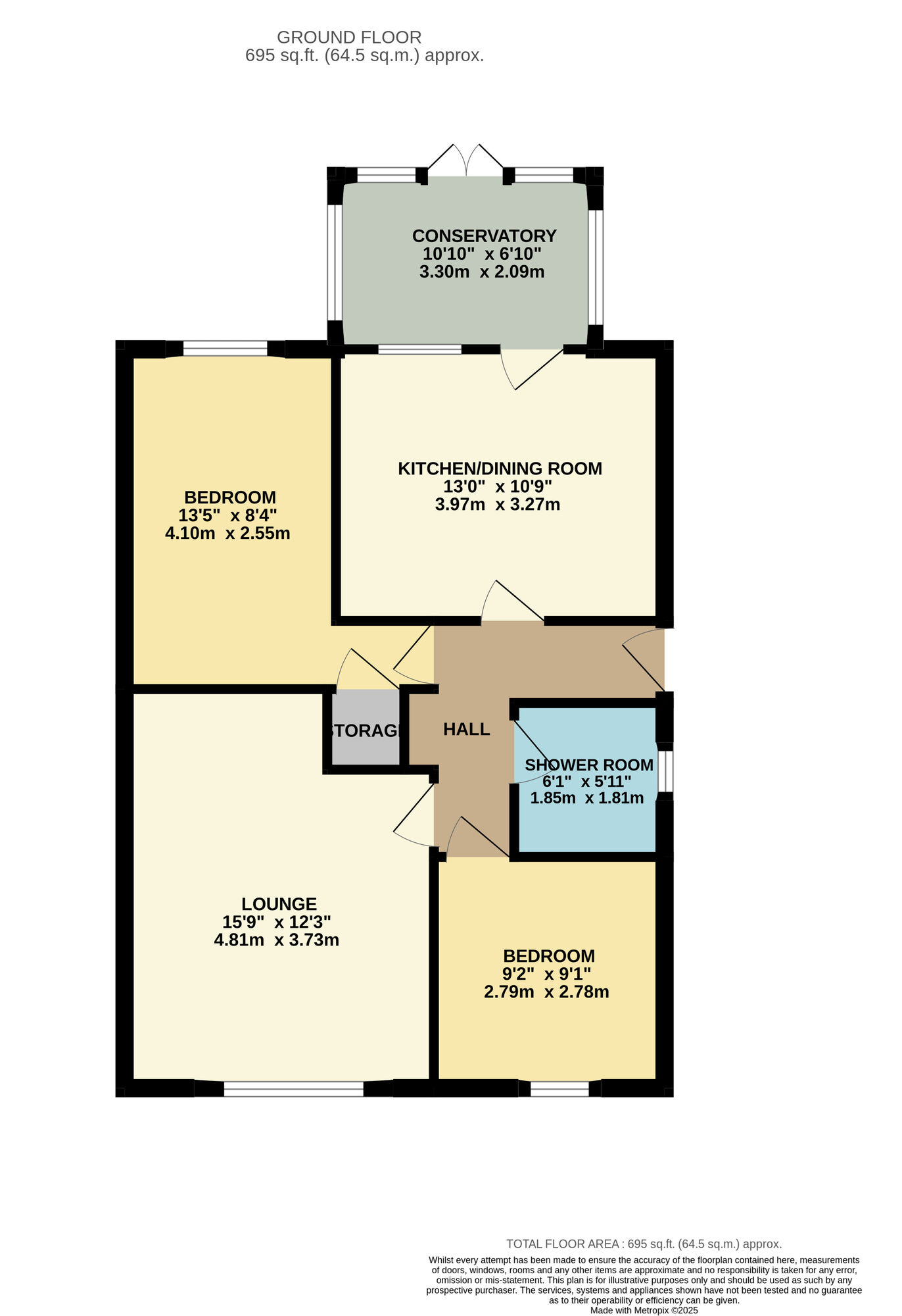 Floorplan of 2 bedroom Detached Bungalow for sale, Cameron Crescent, Windygates, Fife, KY8
