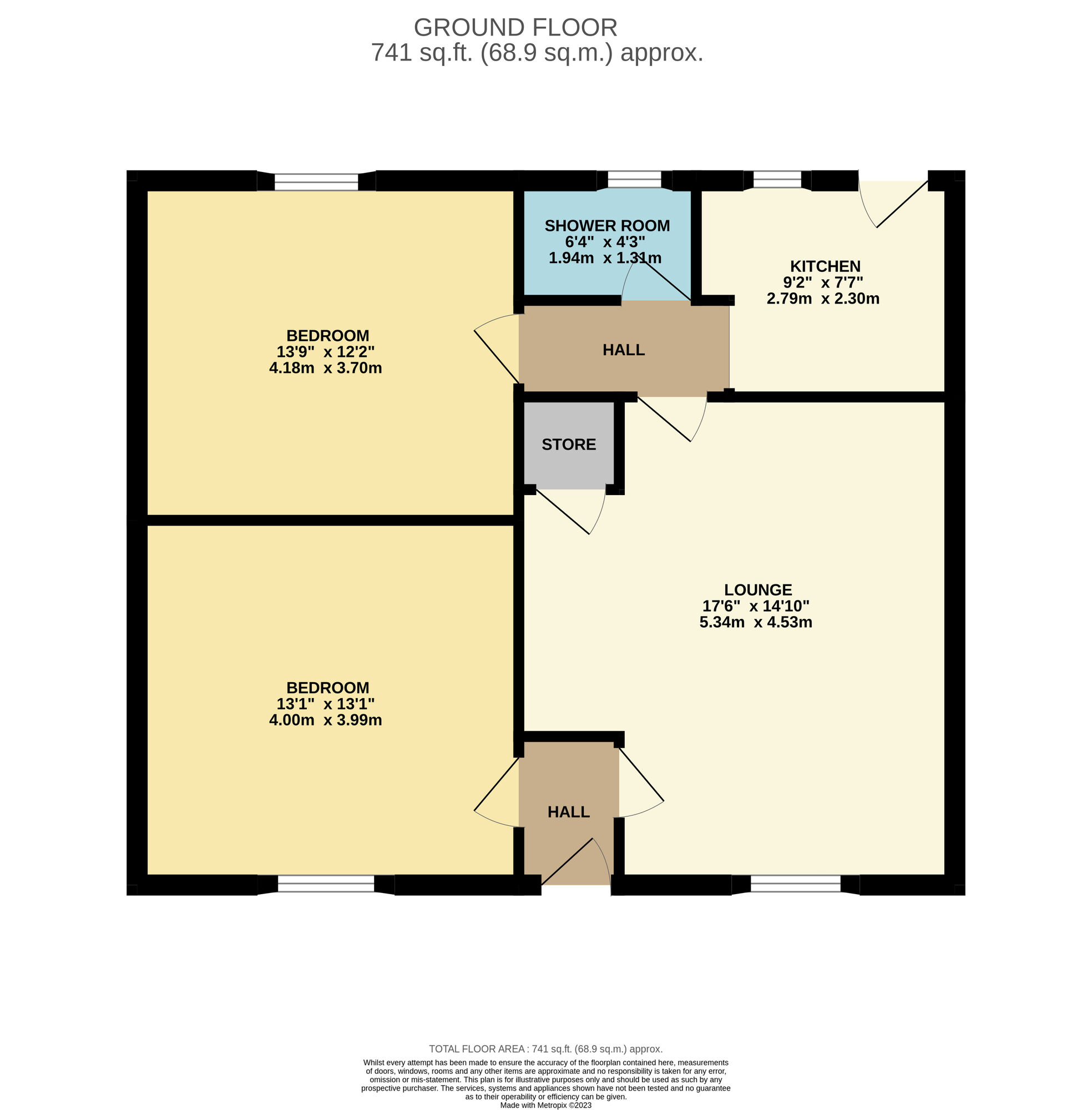 Floorplan of 2 bedroom Mid Terrace Bungalow to rent, Barncraig Street, Buckhaven, Leven, KY8