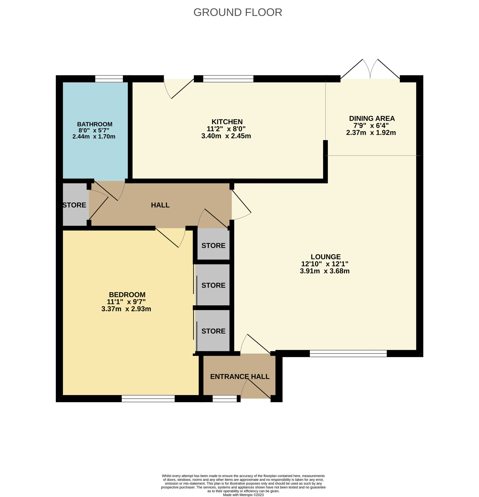 Floorplan of 1 bedroom Mid Terrace Bungalow to rent, Eagle Road, Buckhaven, Leven, KY8