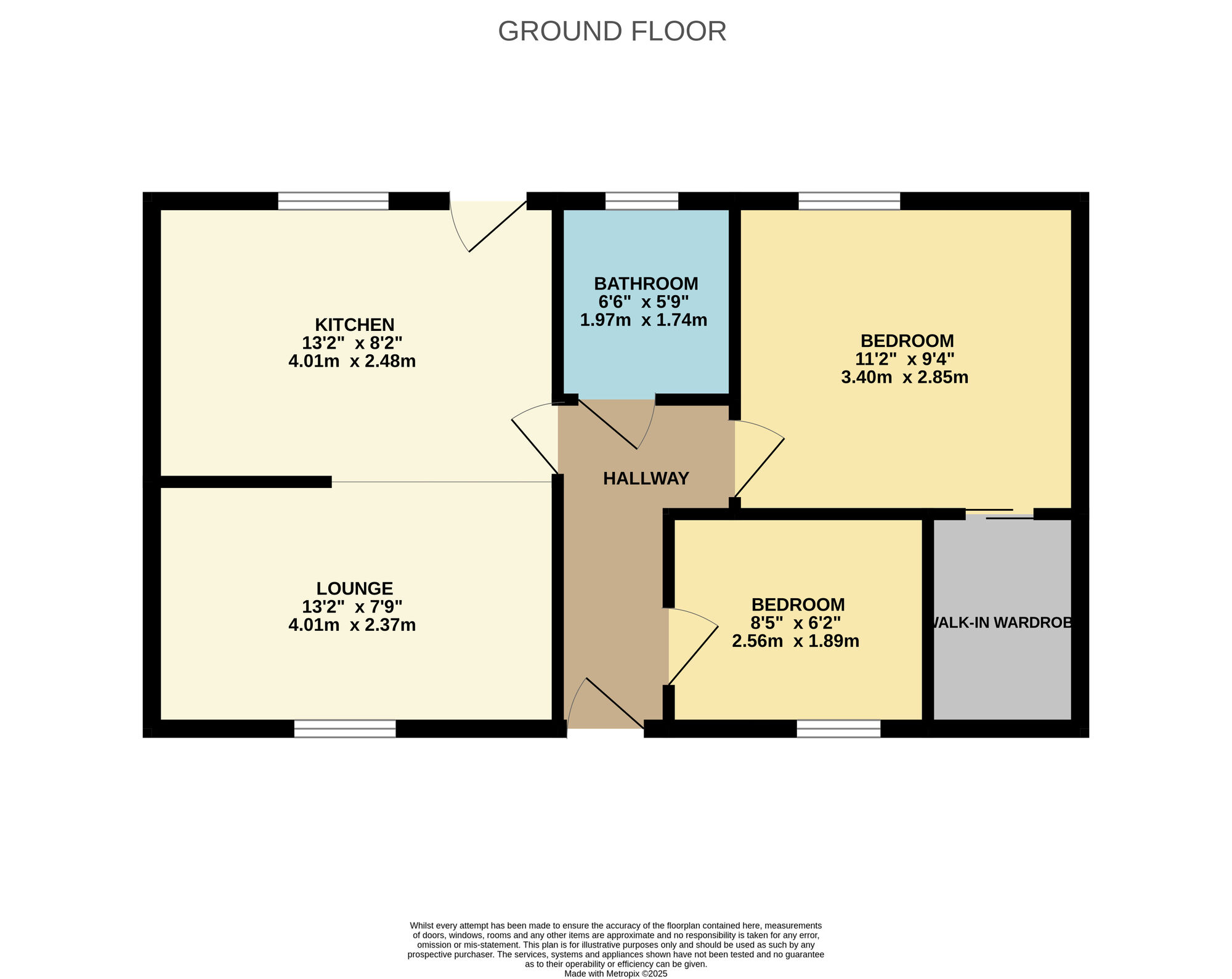 Floorplan of 2 bedroom Mid Terrace Bungalow for sale, New Road, Kennoway, Fife, KY8