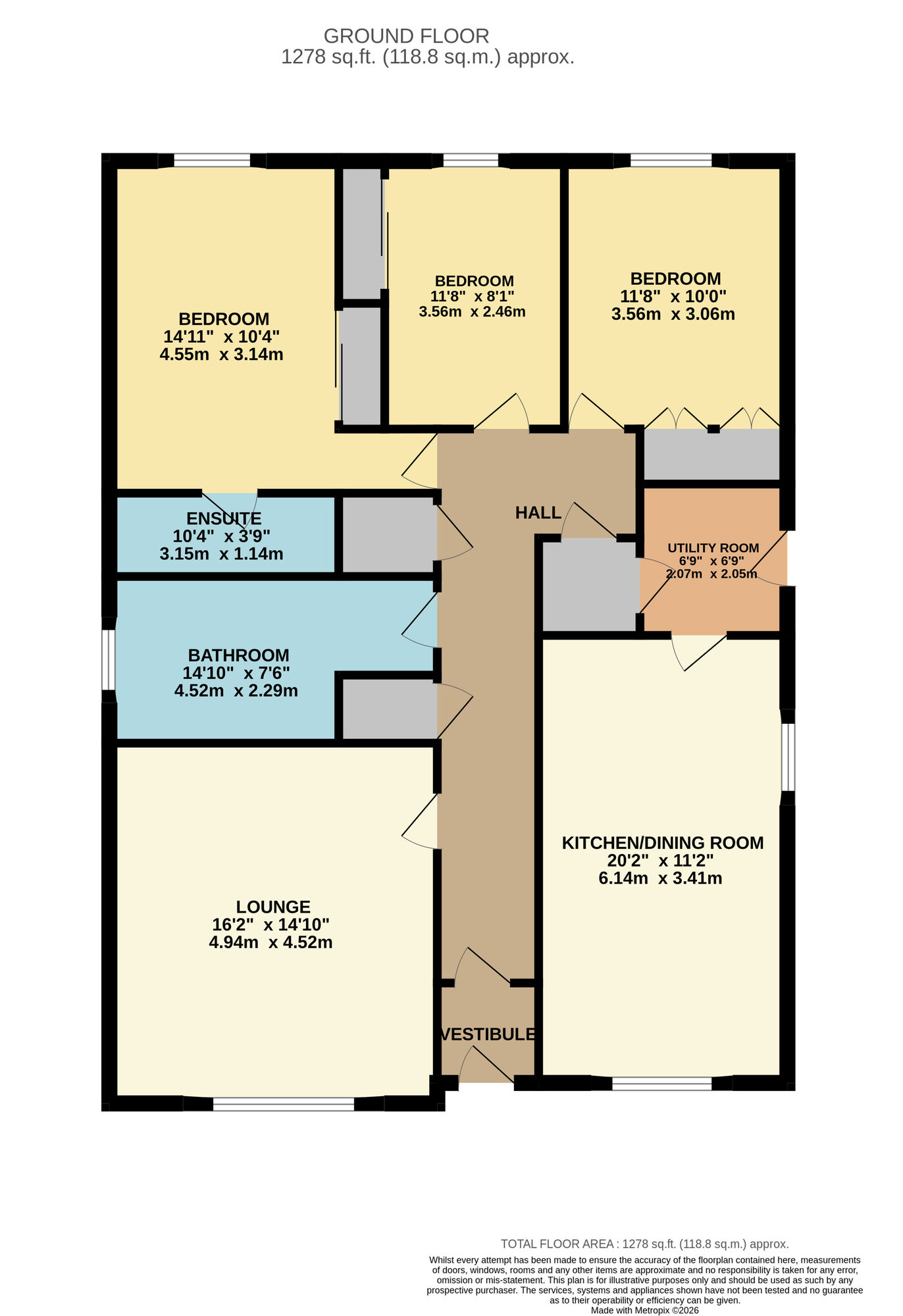 Floorplan of 3 bedroom Detached Bungalow for sale, Balcurvie, Leven, Fife, KY8