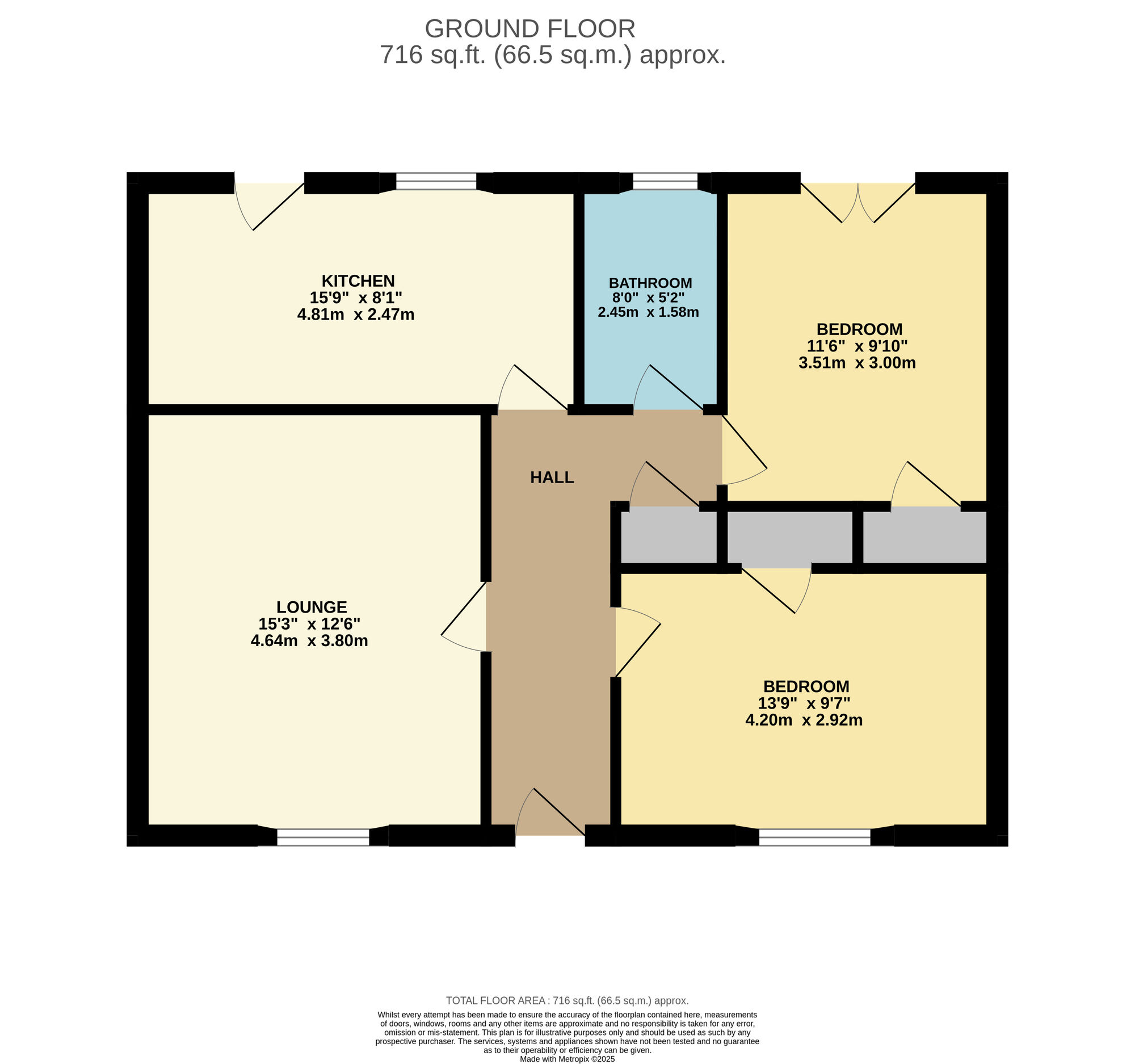 Floorplan of 2 bedroom Detached Bungalow for sale, Kennoway Road, Windygates, Fife, KY8
