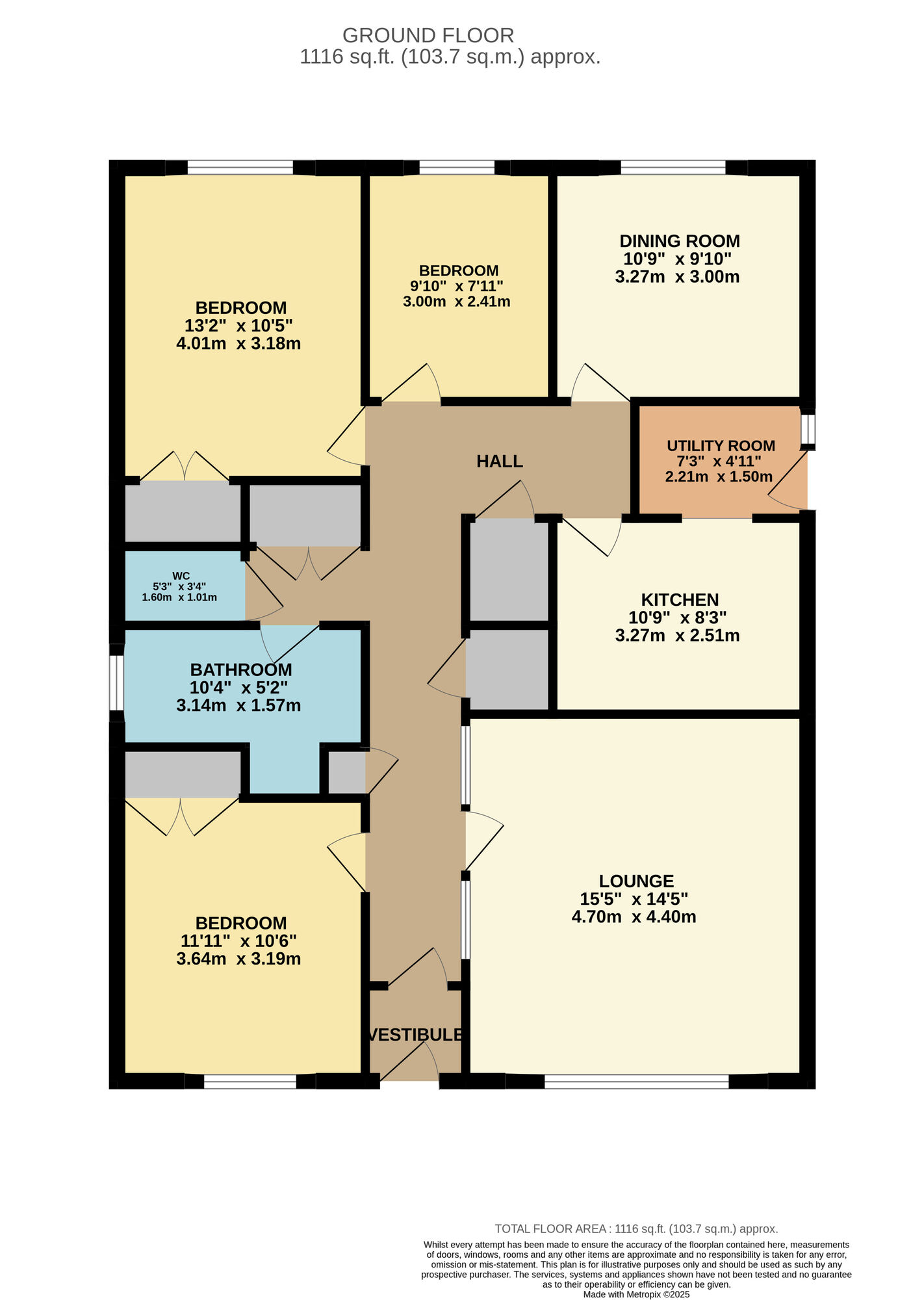 Floorplan of 3 bedroom Detached Bungalow for sale, Scoonie Court, Leven, Fife, KY8