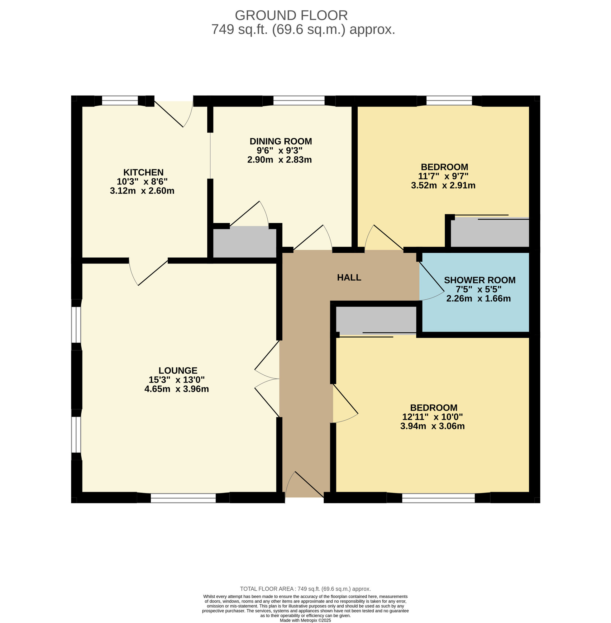 Floorplan of 2 bedroom Semi Detached Bungalow for sale, Pentland Park, Kennoway, Fife, KY8