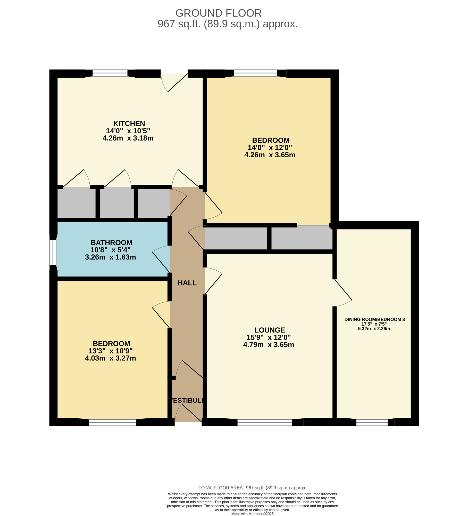 Floorplan of 2 bedroom Detached Bungalow for sale, Coldstream Avenue, Leven, Fife, KY8