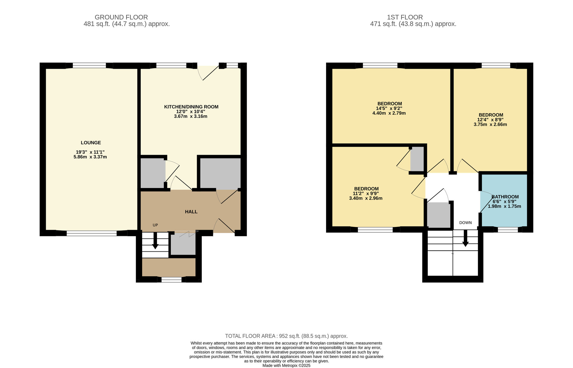 Floorplan of 3 bedroom End Terrace House for sale, Greengates, Leven, Fife, KY8