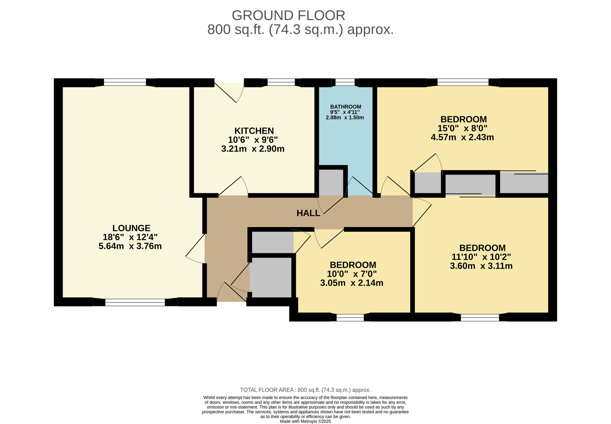 Floorplan of 3 bedroom Semi Detached Bungalow for sale, Methilhaven Road, Methil, Fife, KY8