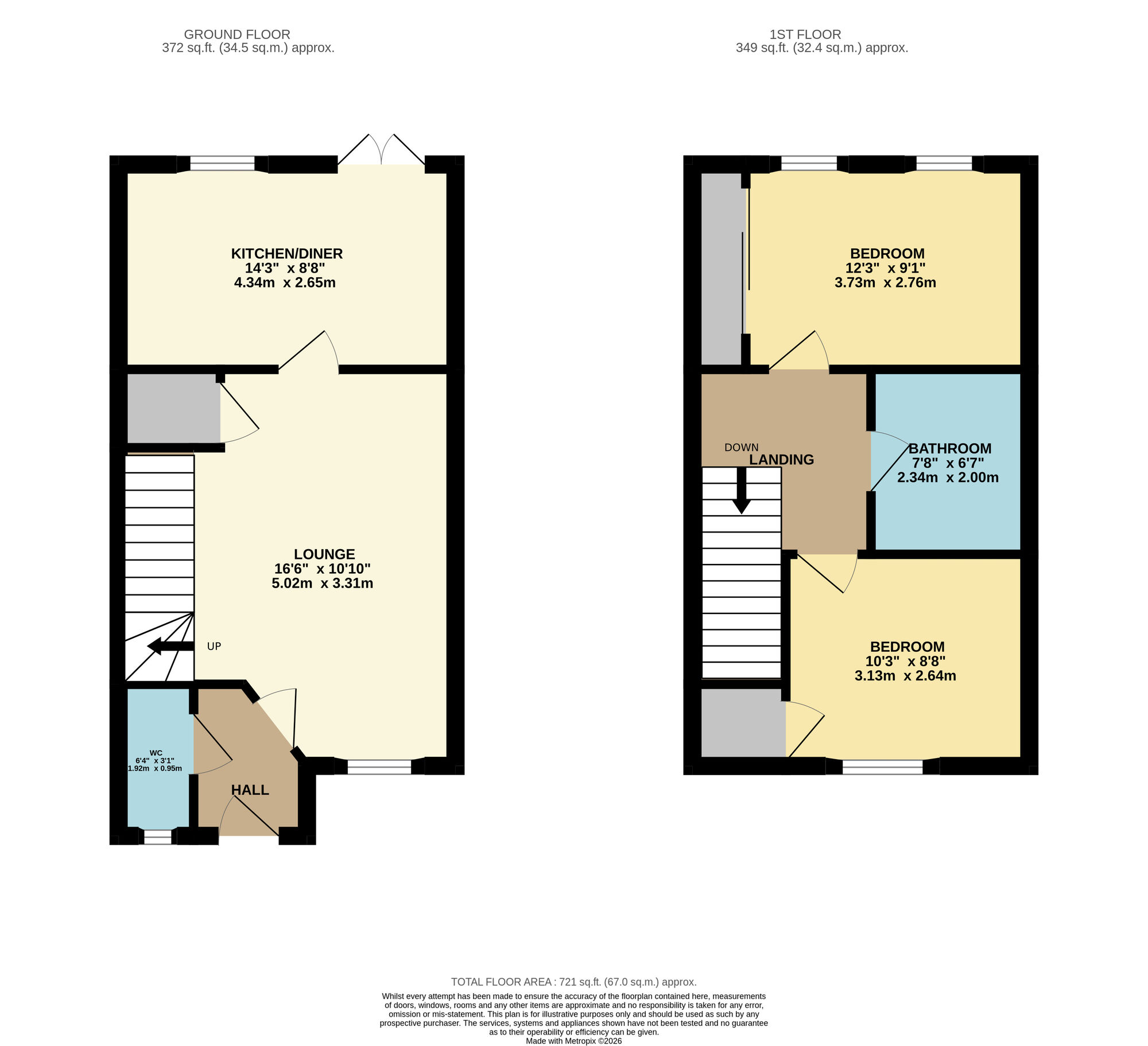 Floorplan of 2 bedroom End Terrace House for sale, Spruce Grove, Leven, Fife, KY8