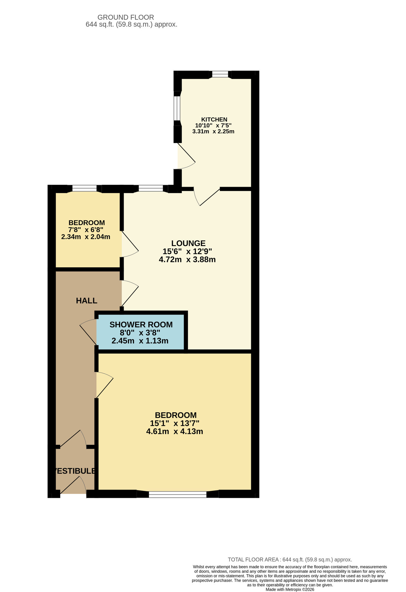 Floorplan of 2 bedroom Flat for sale, Whyterose Terrace, Methil, Fife, KY8