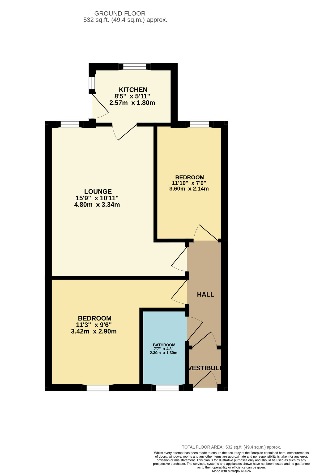 Floorplan of 2 bedroom Flat for sale, Gladstone Street, Leven, Fife, KY8