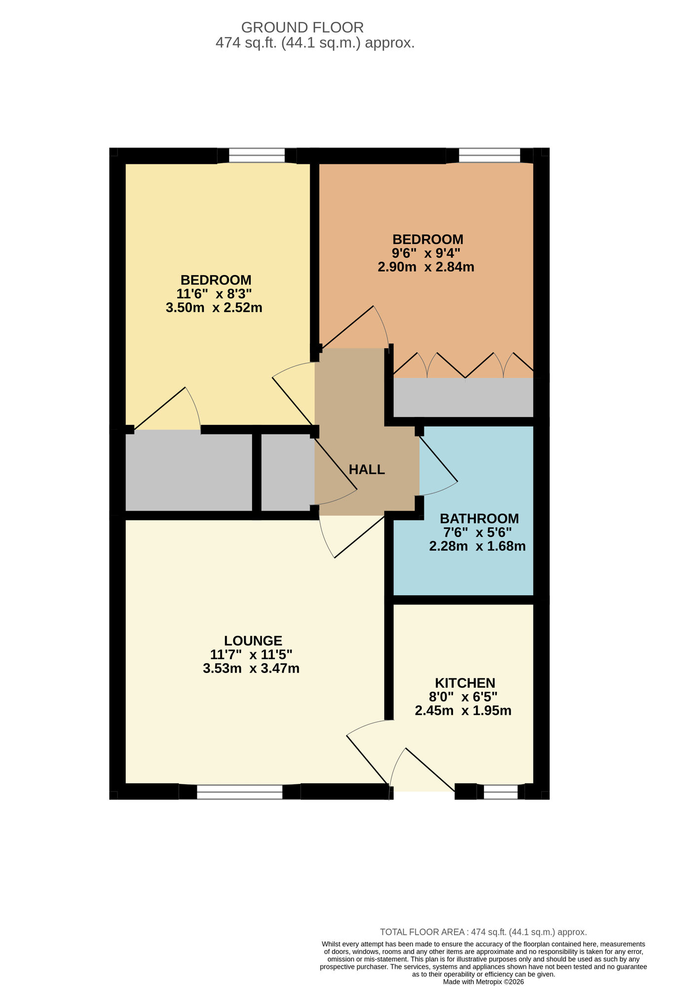 Floorplan of 2 bedroom Flat for sale, Glenlyon Place, Leven, Fife, KY8