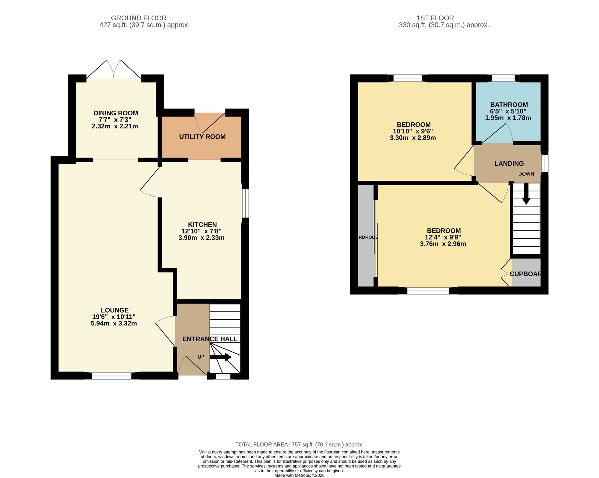 Floorplan of 2 bedroom End Terrace House for sale, Linnwood Gardens, Leven, Fife, KY8