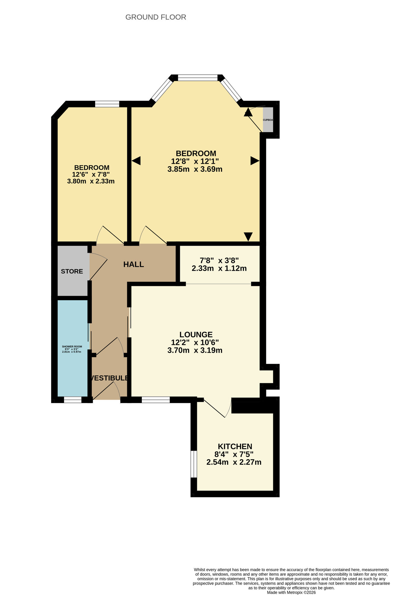 Floorplan of 2 bedroom Flat to rent, Gladstone Street, Leven, Fife, KY8