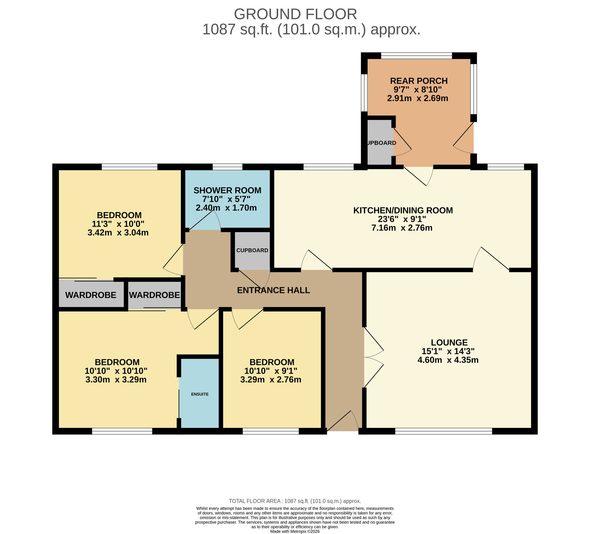 Floorplan of 3 bedroom Detached Bungalow for sale, Cupar Road, Kennoway, Fife, KY8