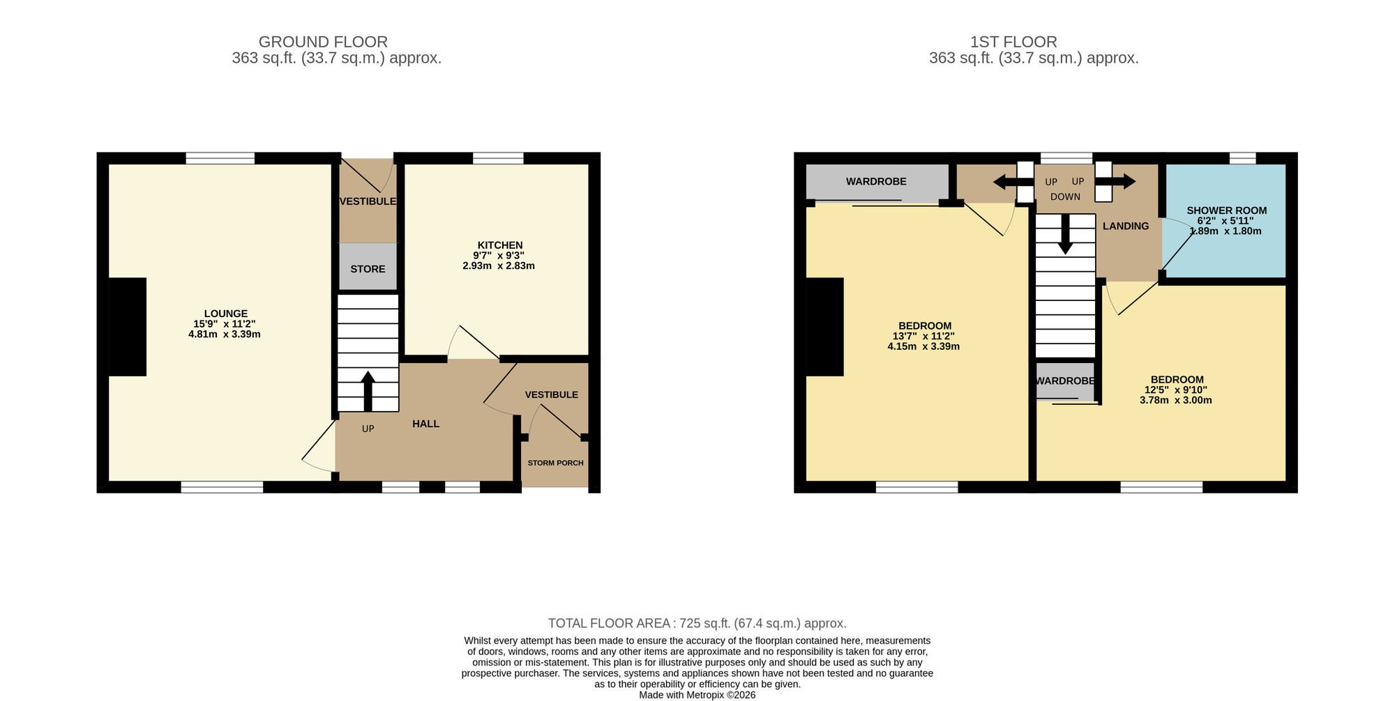Floorplan of 2 bedroom Mid Terrace House for sale, Mountfleurie Crescent, Leven, Fife, KY8