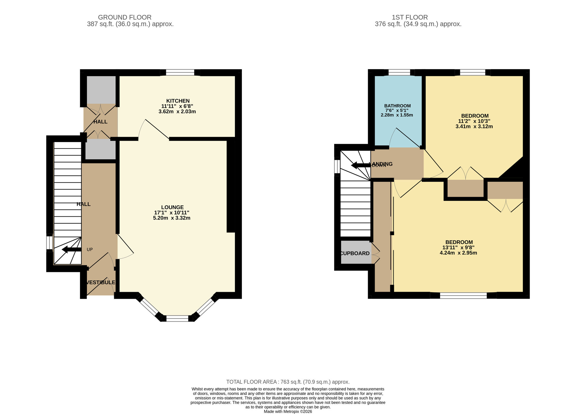 Floorplan of 2 bedroom Semi Detached House for sale, Mountfleurie Crescent, Leven, Fife, KY8