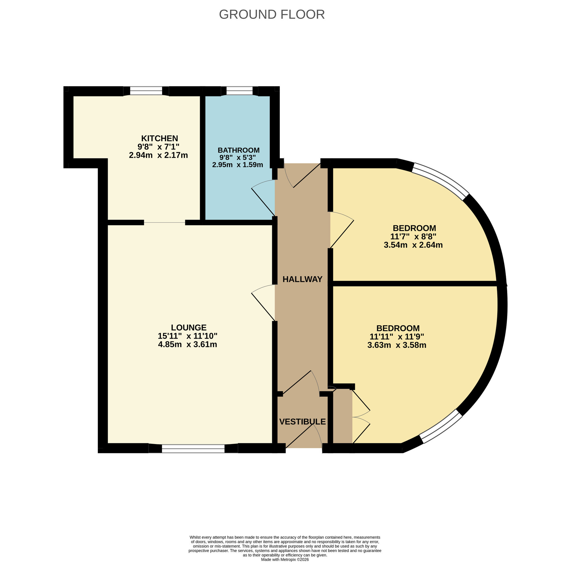 Floorplan of 2 bedroom End Terrace Bungalow for sale, Cowley Street, Methil, Fife, KY8