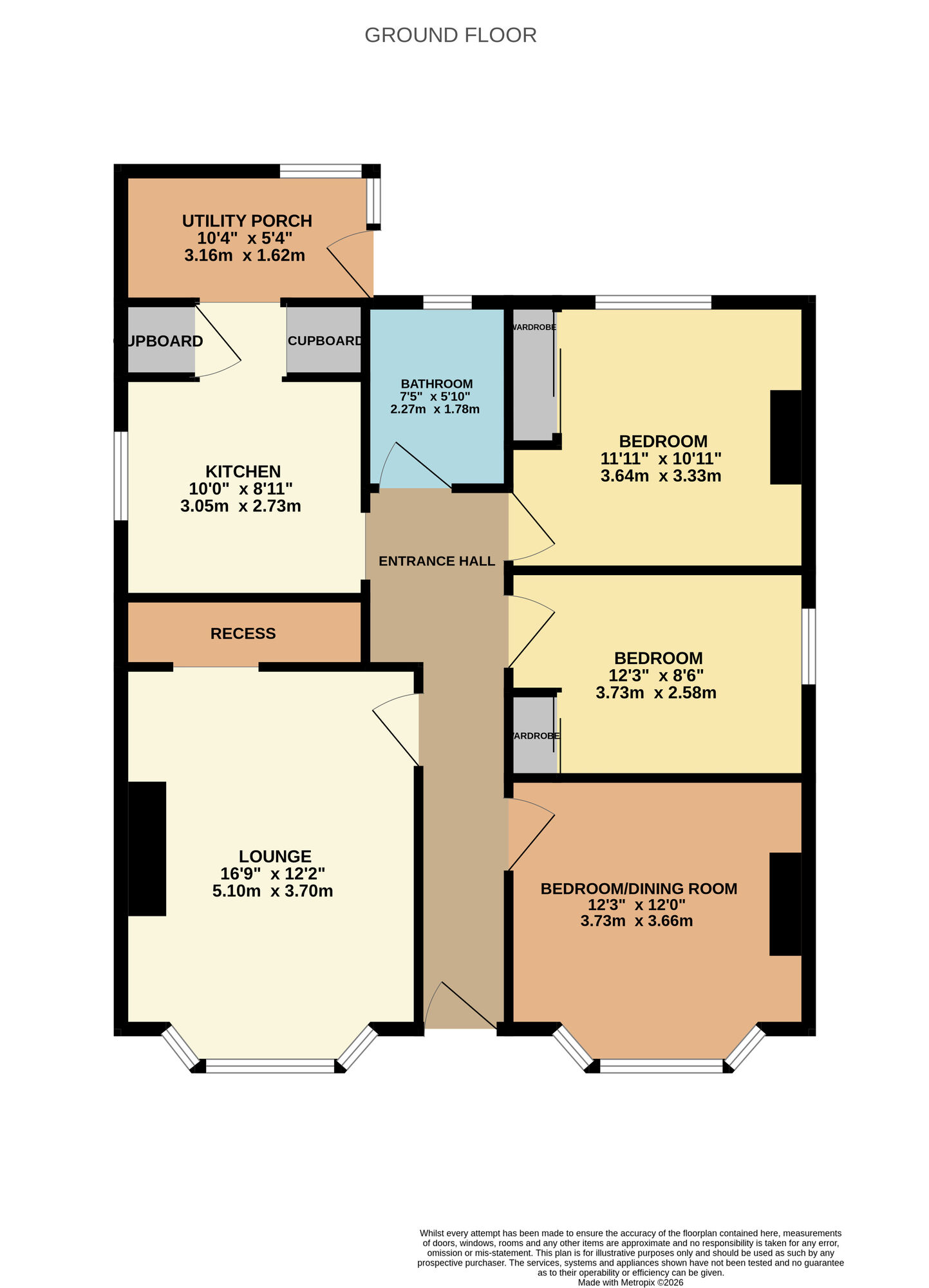 Floorplan of 3 bedroom Detached Bungalow for sale, Kinnarchie Crescent, Methil, Fife, KY8