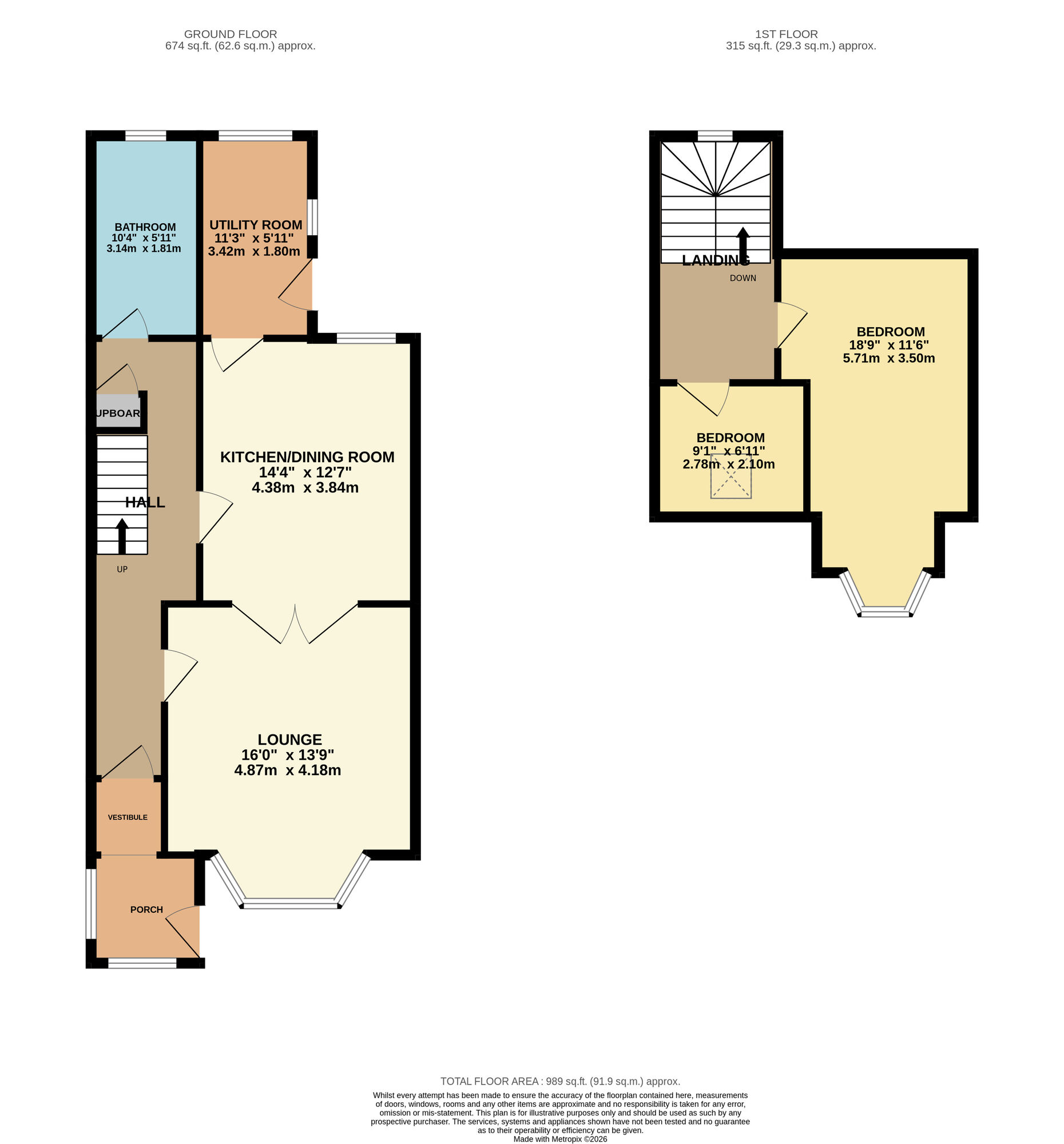 Floorplan of 2 bedroom Mid Terrace House for sale, Whyterose Terrace, Methil, Fife, KY8