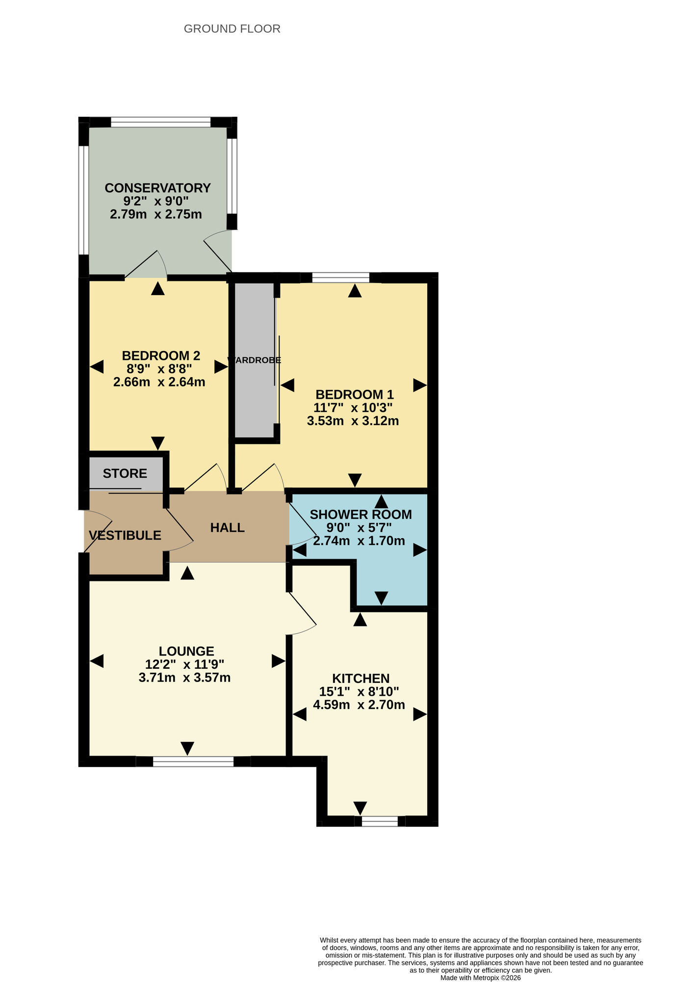 Floorplan of 2 bedroom Semi Detached Bungalow for sale, Turpie Road, Leven, Fife, KY8