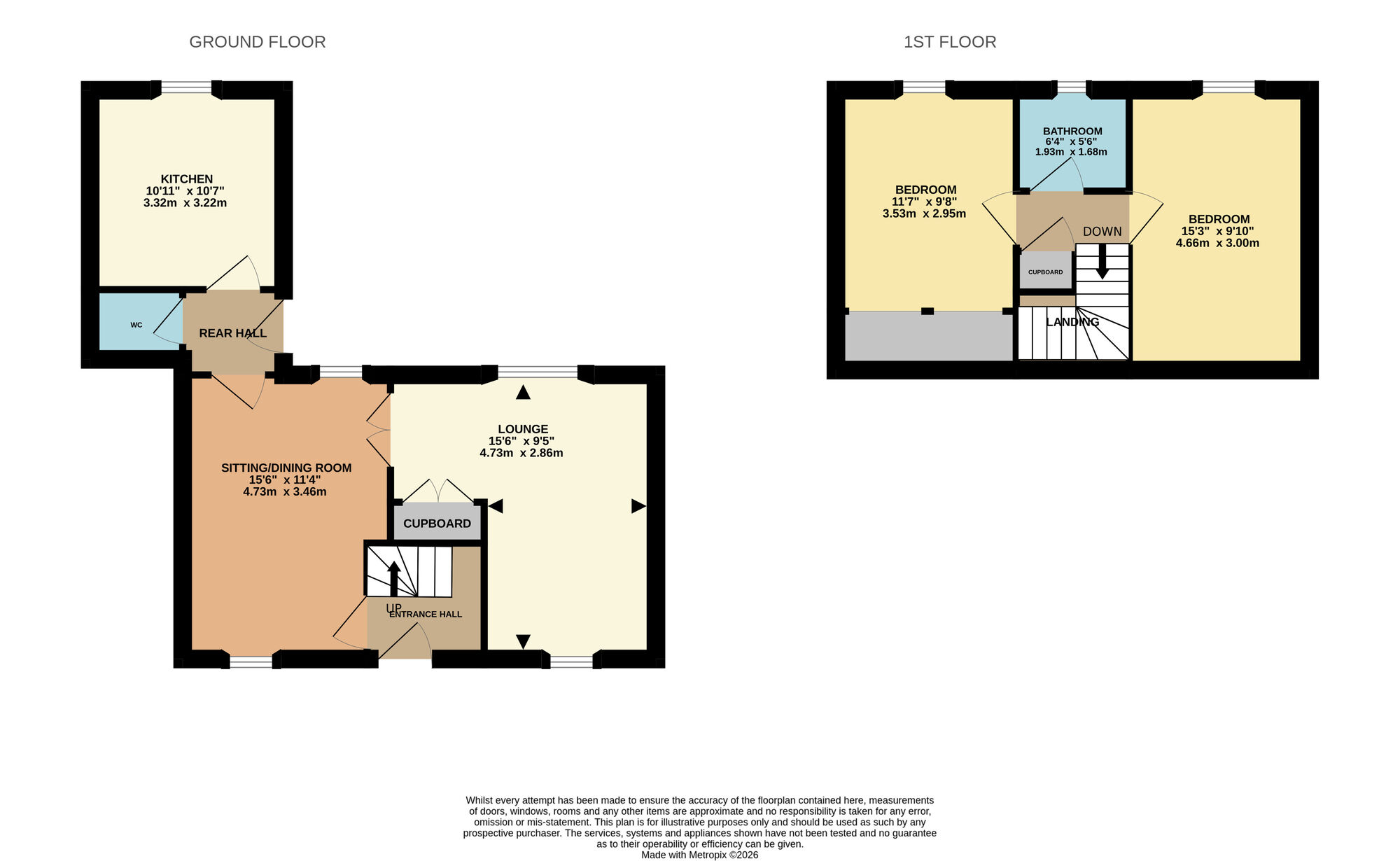Floorplan of 2 bedroom Mid Terrace House for sale, Largo Road, Lundin Links, Fife, KY8