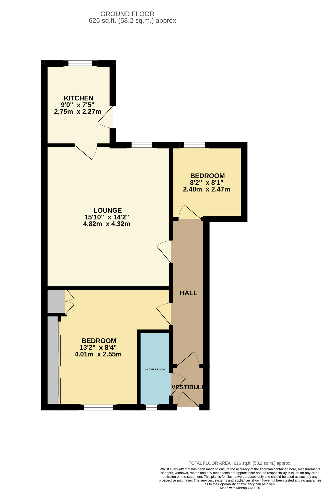 Floorplan of 2 bedroom Flat for sale, Glebe Street, Leven, Fife, KY8