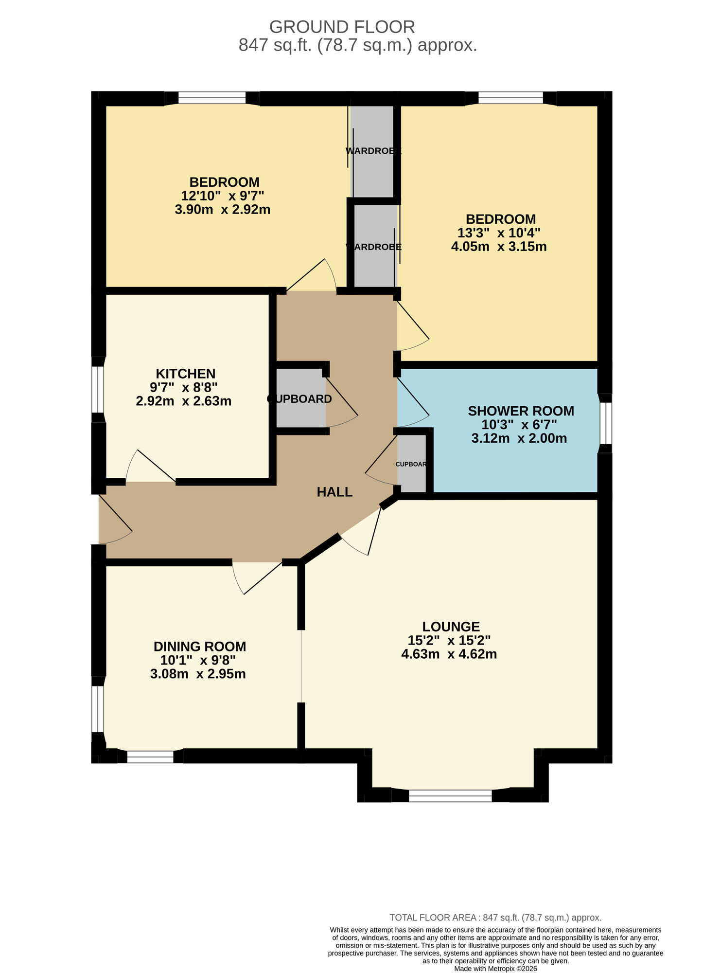 Floorplan of 2 bedroom Detached Bungalow for sale, Hutton Browne Grove, Kennoway, Fife, KY8