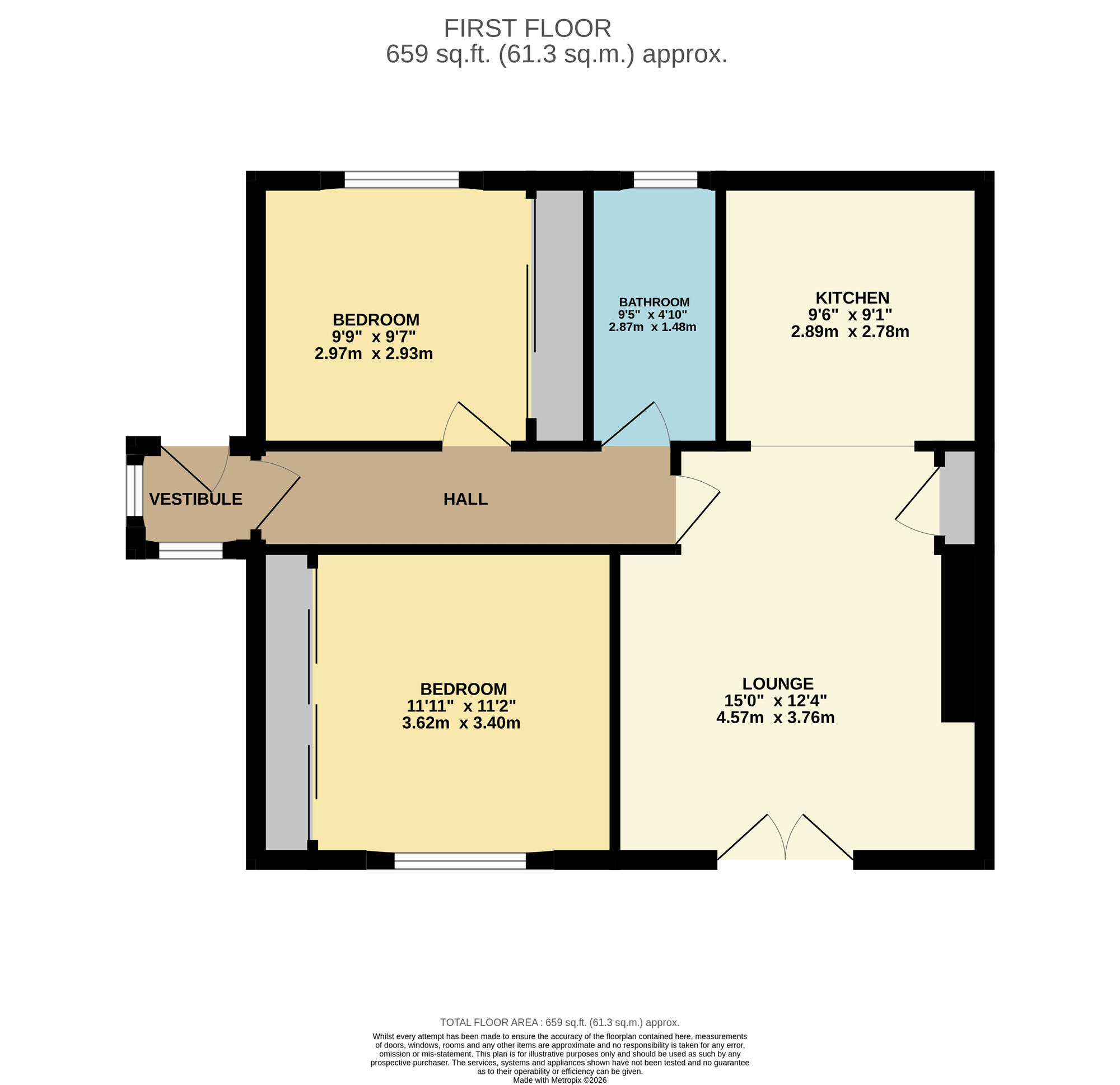 Floorplan of 2 bedroom Flat for sale, Herriot Crescent, Methil, Fife, KY8