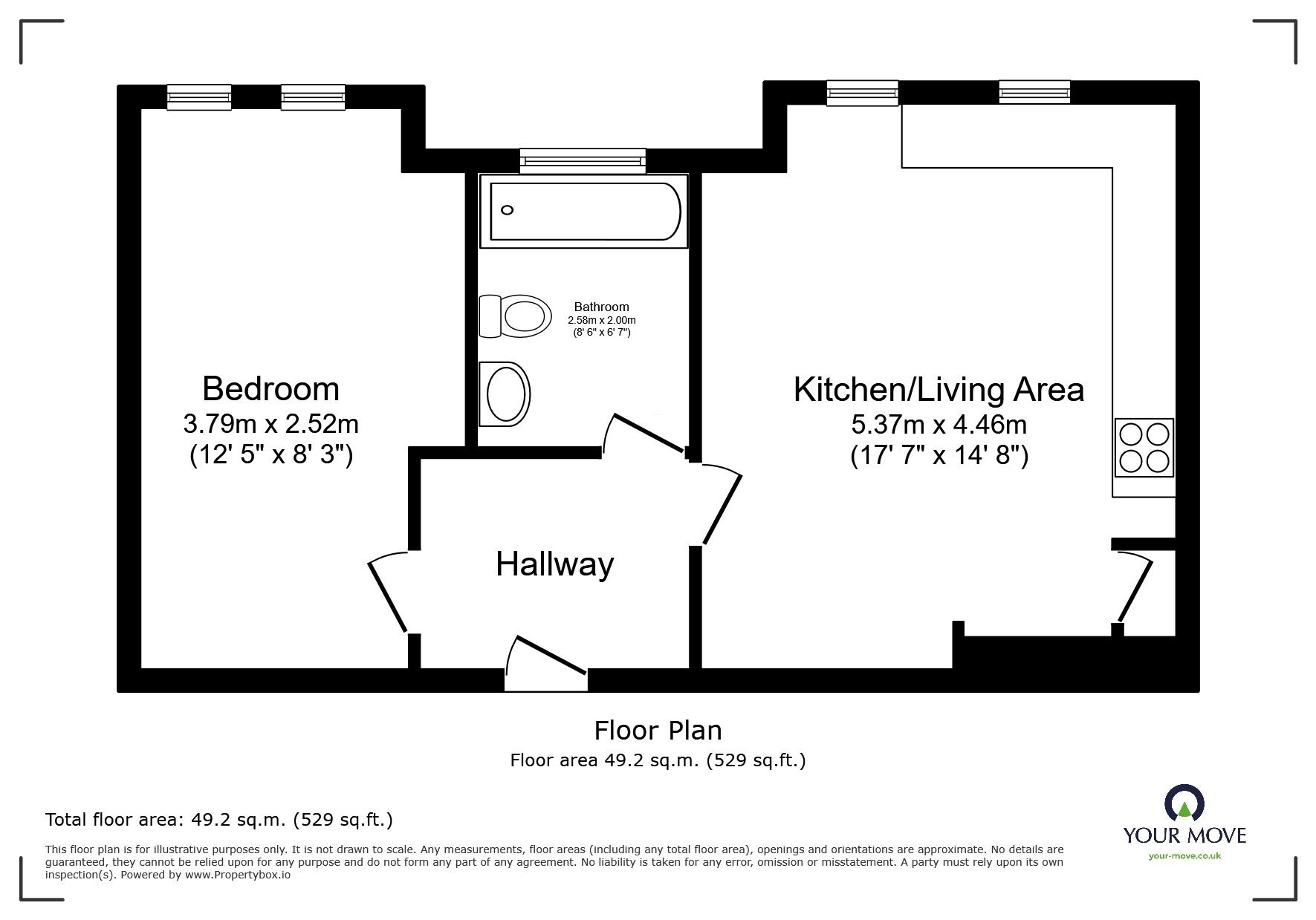 Floorplan of 1 bedroom  Flat to rent, One The Brayford Brayford Wharf No, Lincoln, LN1