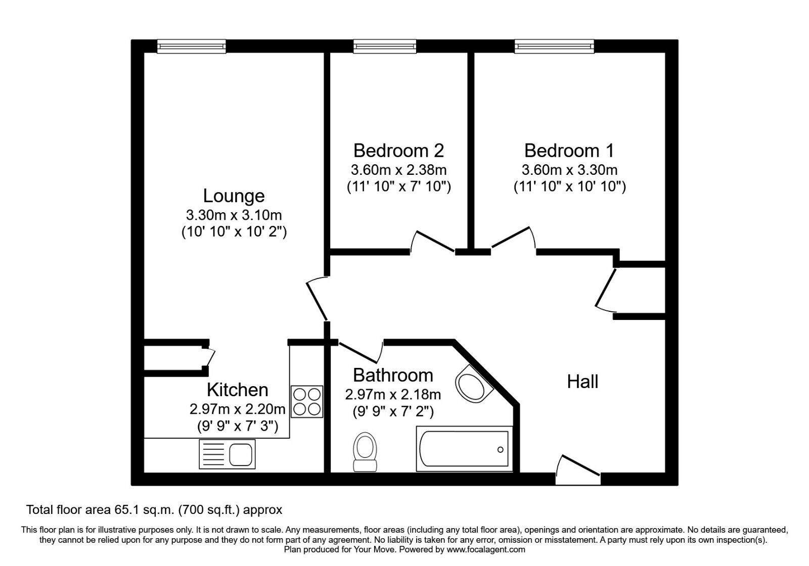 Floorplan of 2 bedroom Flat to rent, Cambrai Close, Lincoln, LN1