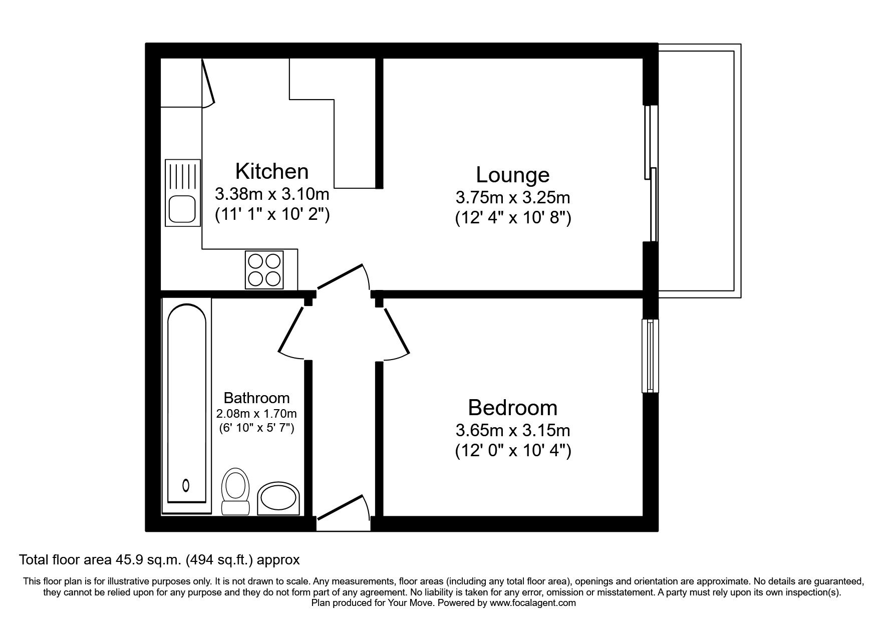 Floorplan of 1 bedroom  Flat to rent, Grantavon House, Brayford Wharf East, Lincoln, LN5