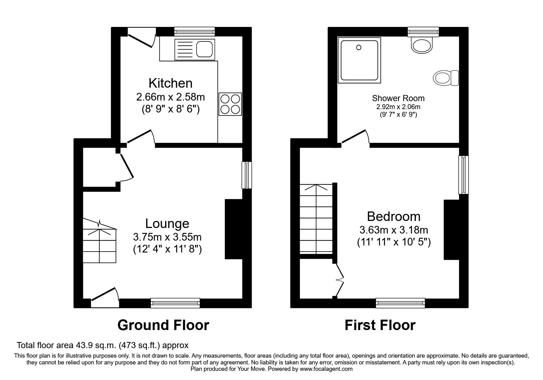 Floorplan of 1 bedroom End Terrace House to rent, High Street, Harmston, Lincoln, LN5