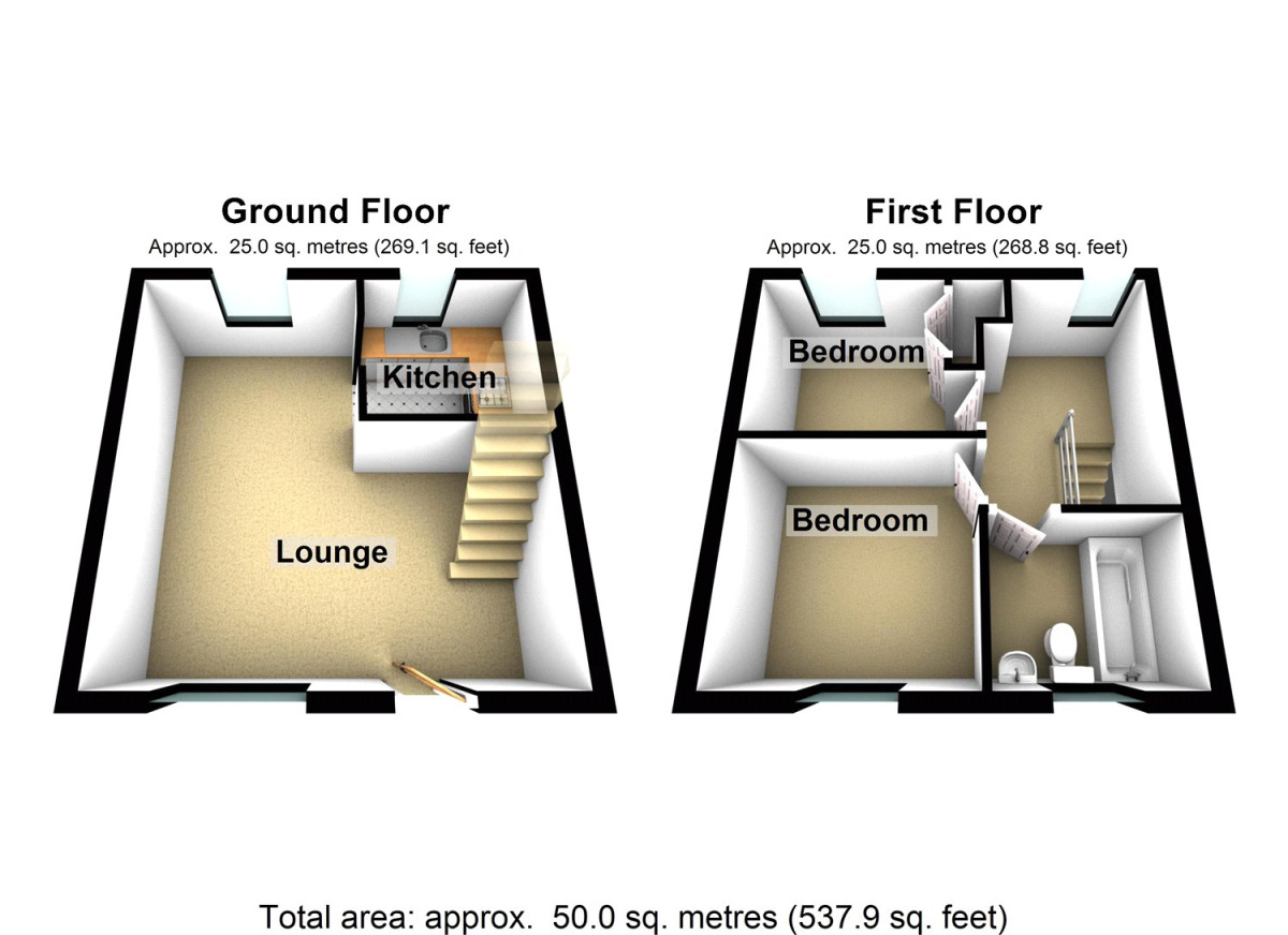 Floorplan of 2 bedroom Semi Detached House to rent, Blacks Close, Waddington, Lincoln, LN5