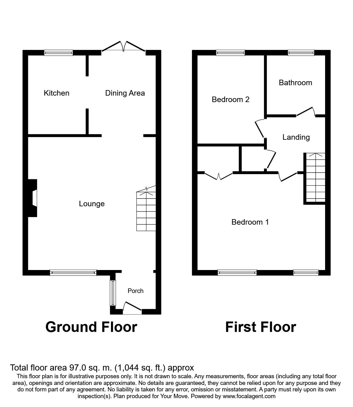 Floorplan of 2 bedroom Semi Detached House to rent, Goxhill Grove, Lincoln, LN6