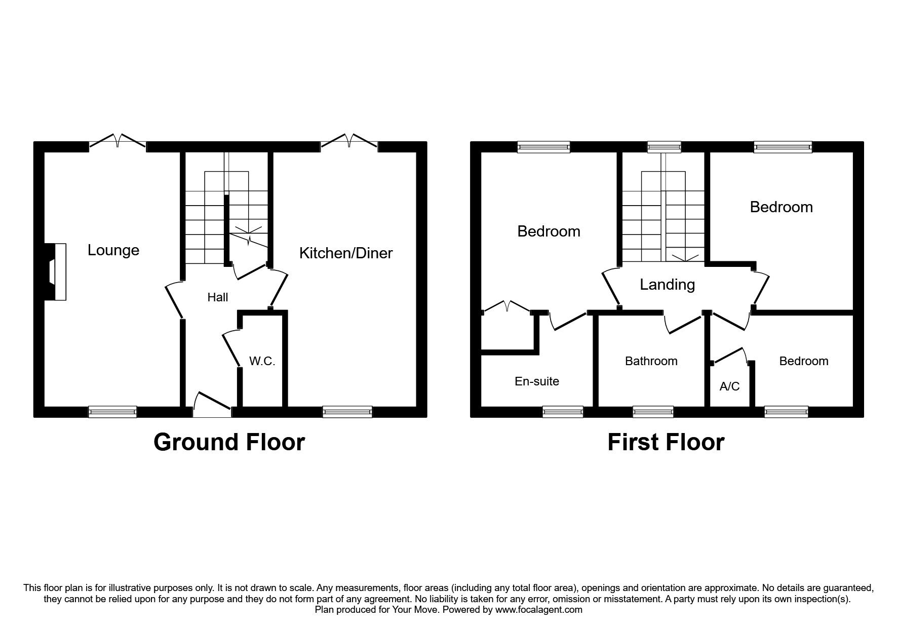 Floorplan of 3 bedroom Mid Terrace House to rent, Tall Pines Road, Witham St. Hughs, Lincoln, LN6