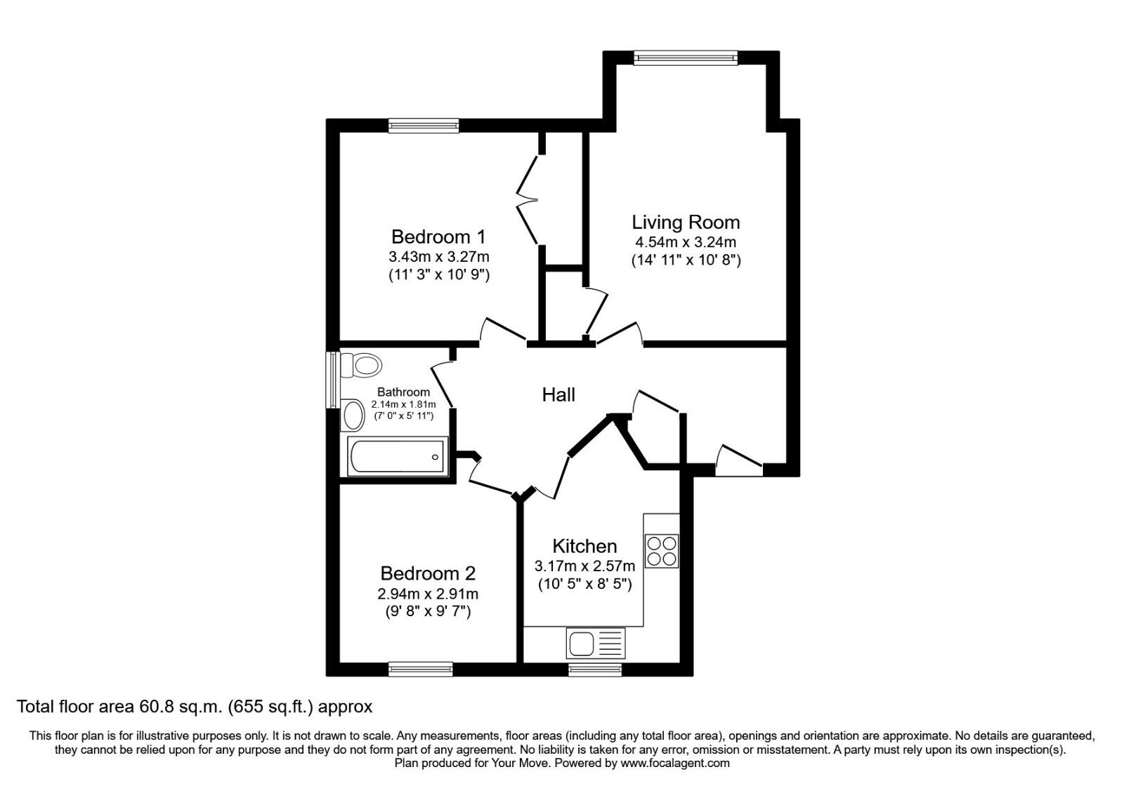 Floorplan of 2 bedroom  Flat to rent, Leyland Road, Bathgate, West Lothian, EH48