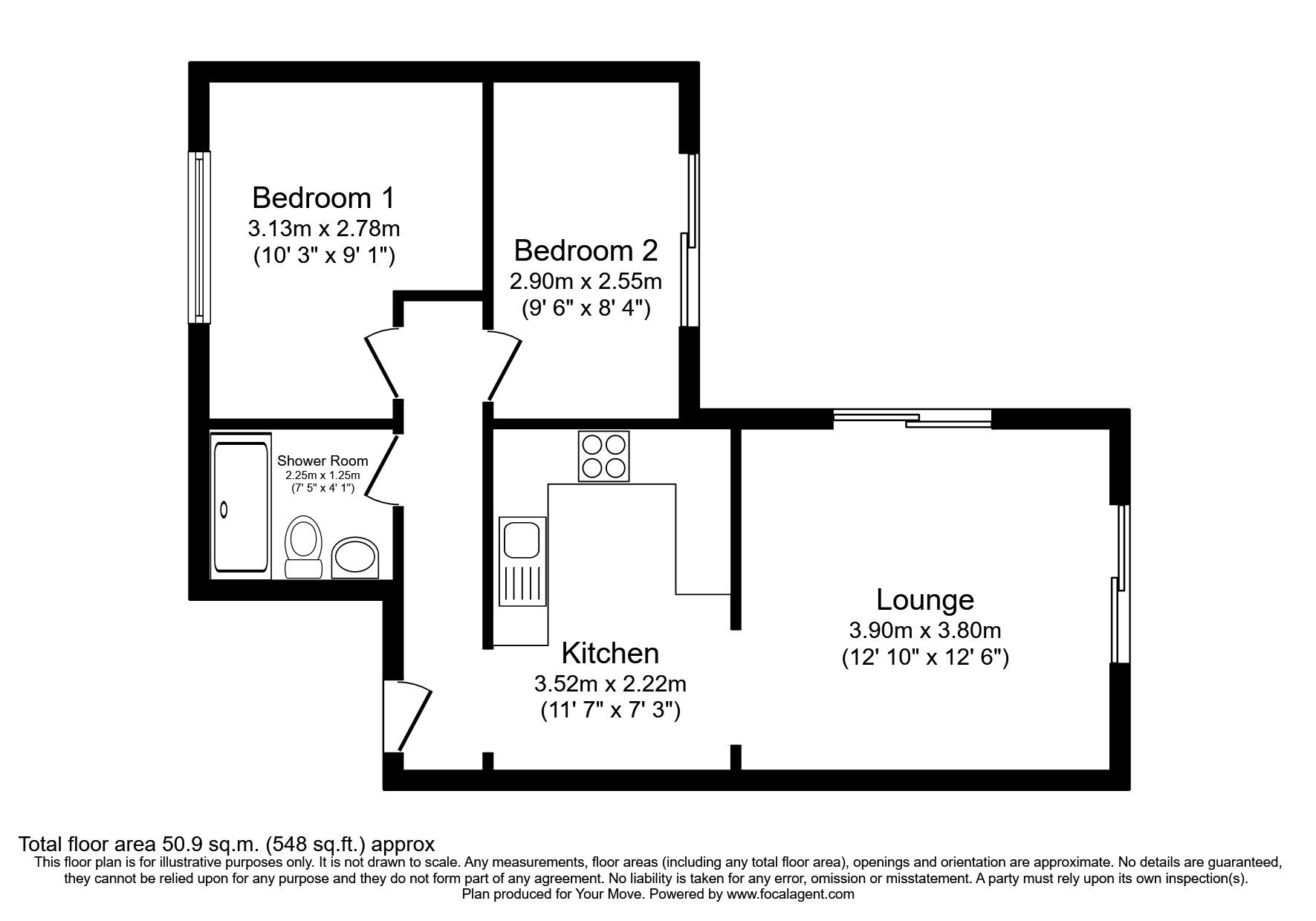 Floorplan of 2 bedroom  Bungalow to rent, School Lane, Canwick, Lincolnshire, LN4