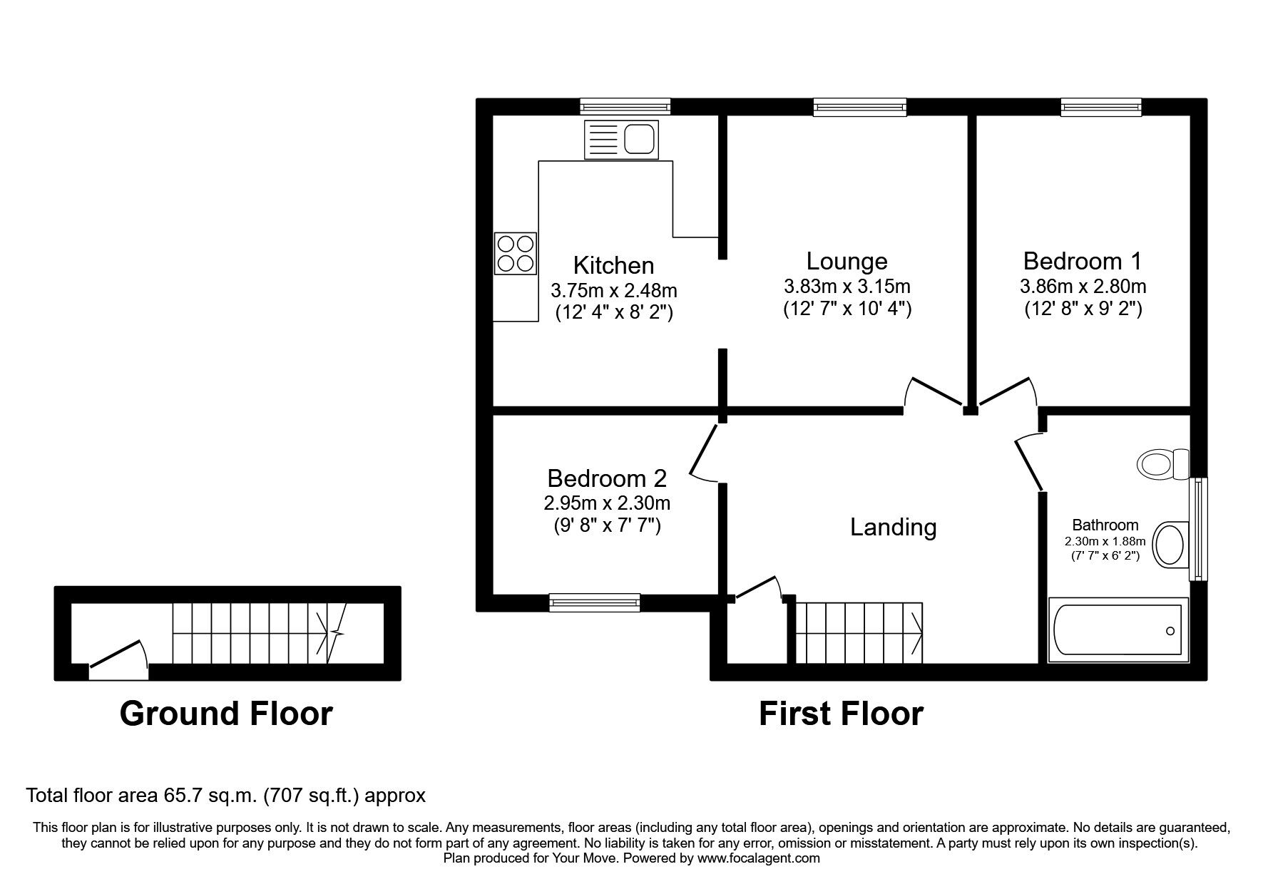 Floorplan of 2 bedroom  Flat to rent, Deansleigh, Lincoln, LN1