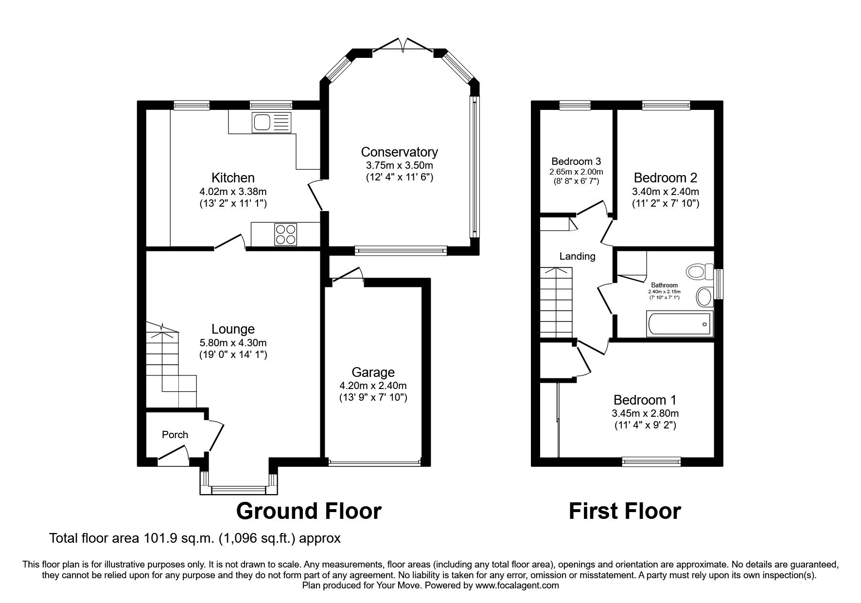 Floorplan of 3 bedroom Semi Detached House for sale, Wasdale Close, Lincoln, Lincolnshire, LN6