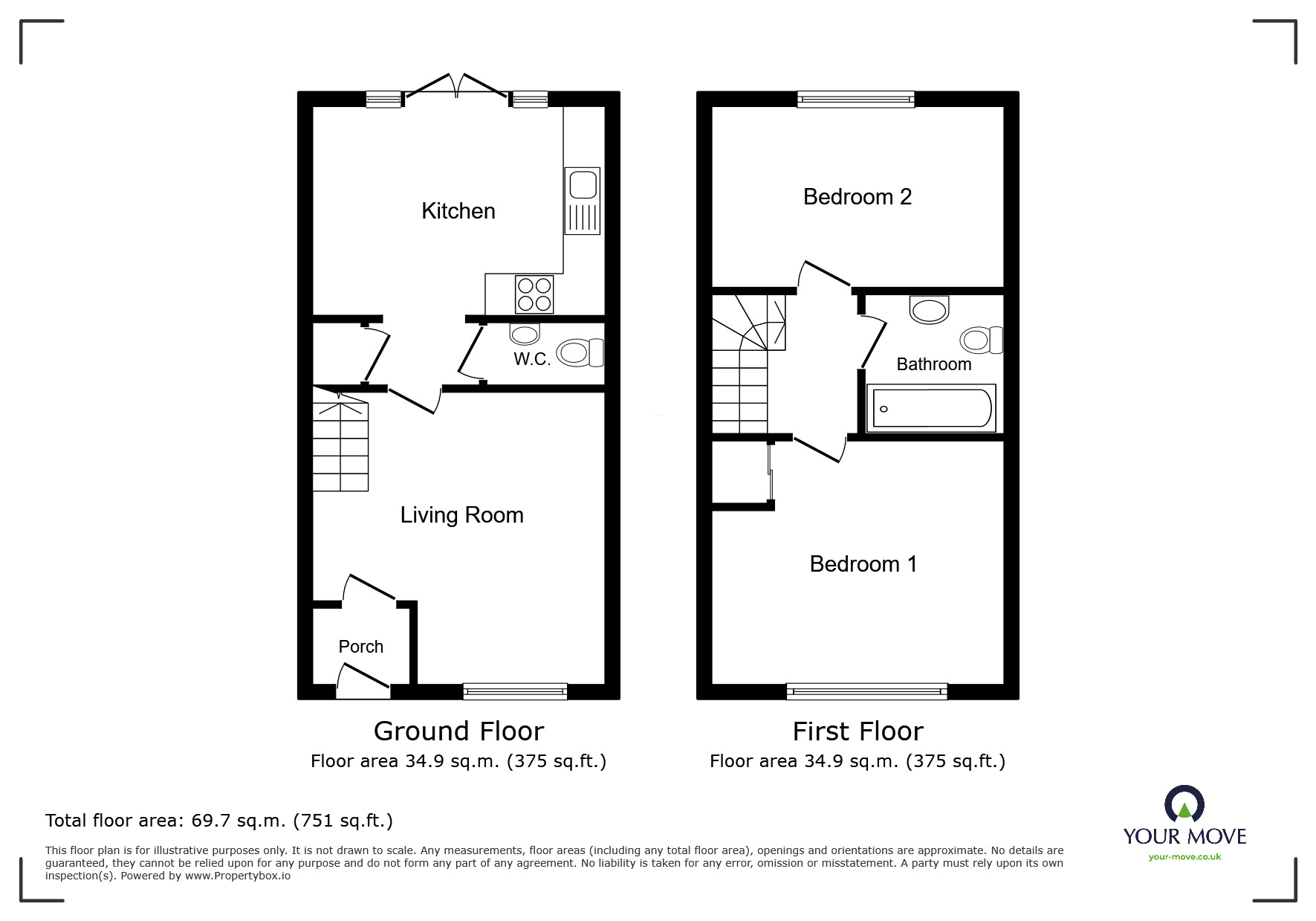 Floorplan of 2 bedroom End Terrace House to rent, Otho Way, North Hykeham, Lincoln, LN6