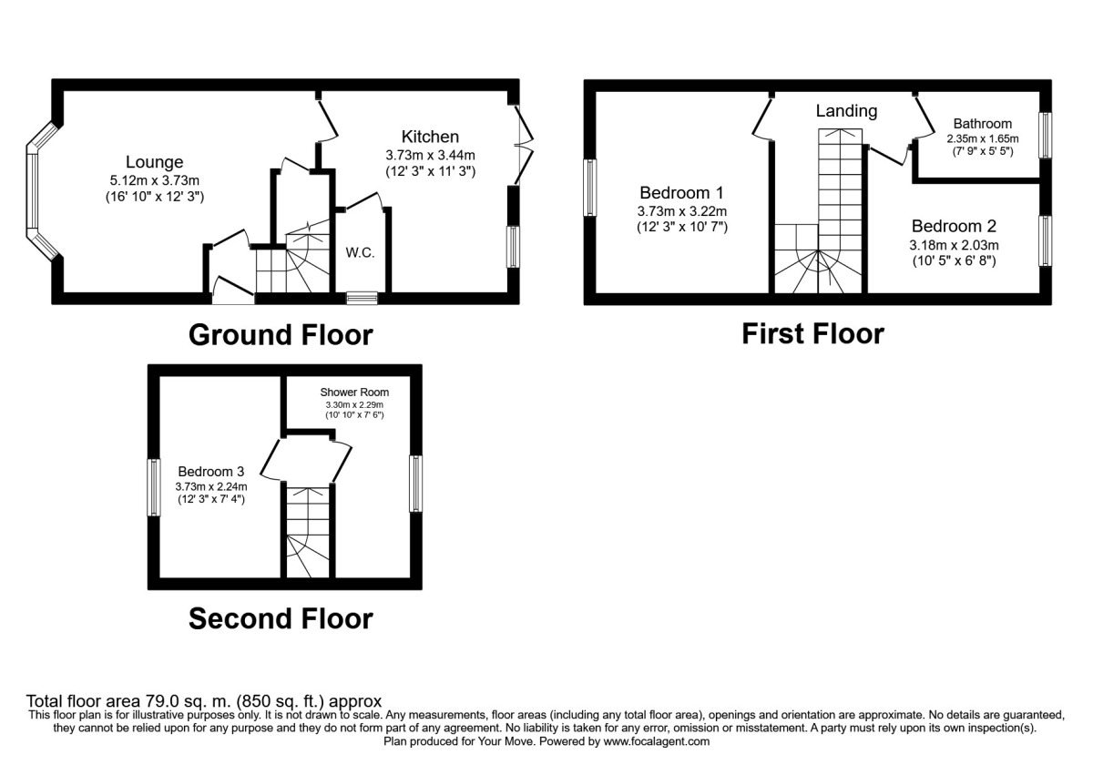 Floorplan of 3 bedroom Semi Detached House to rent, Robey Street, Lincoln, LN5