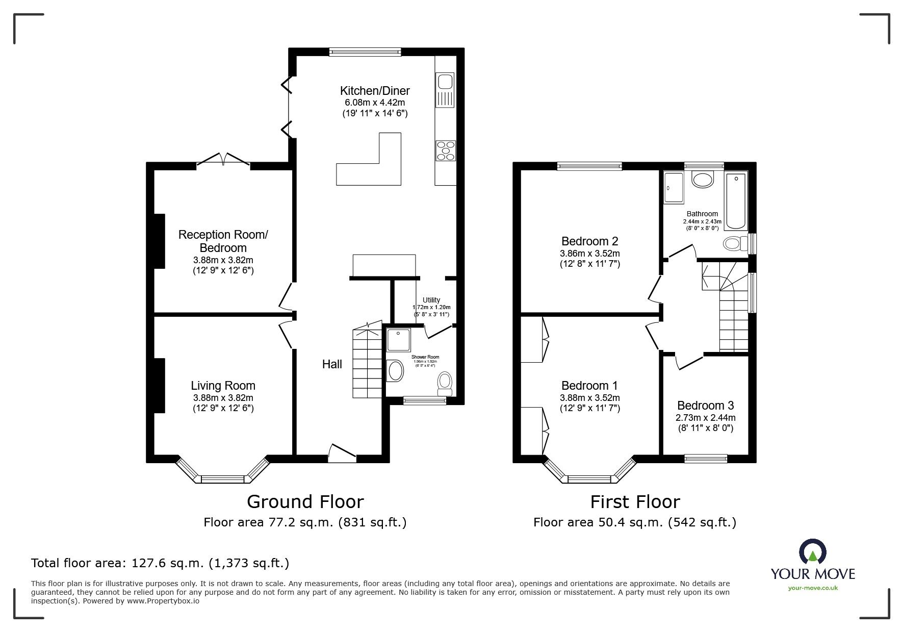 Floorplan of 3 bedroom Semi Detached House for sale, Carholme Road, Lincoln, Lincolnshire, LN1
