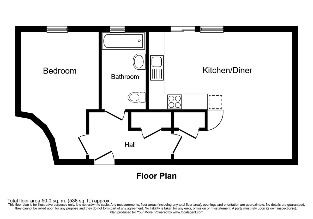 Floorplan of 1 bedroom Flat to rent, Marine Approach, Burton Waters, Lincoln, LN1