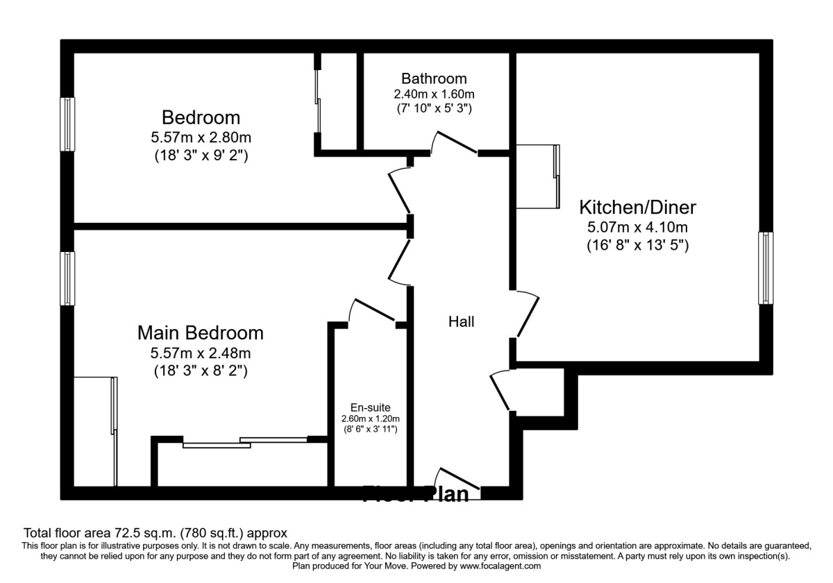 Floorplan of 2 bedroom  Flat to rent, Brayford Wharf North, Lincoln, LN1